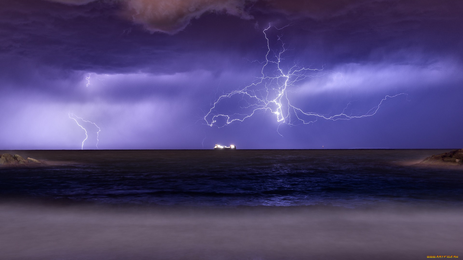 природа, молния, , гроза, простор