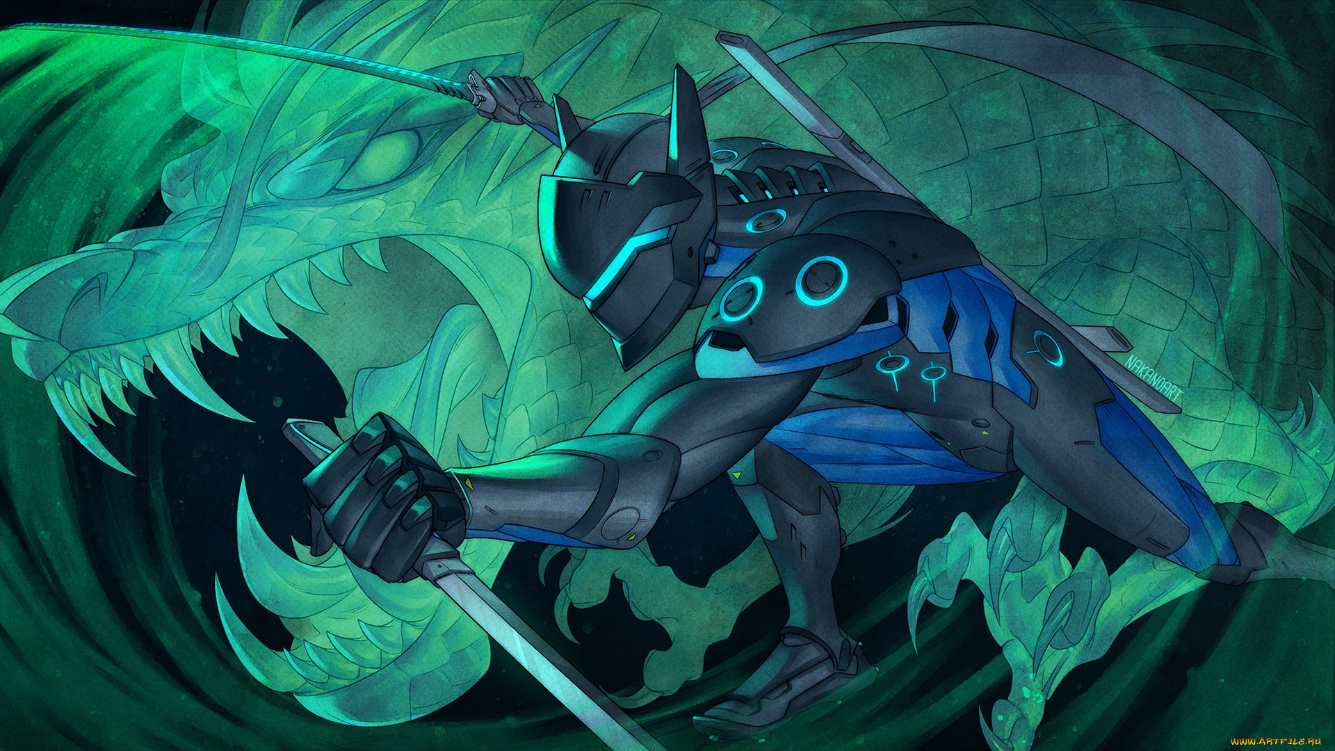 видео, игры, overwatch, genji, cyborg, ninja, shimada, carbon, fiber