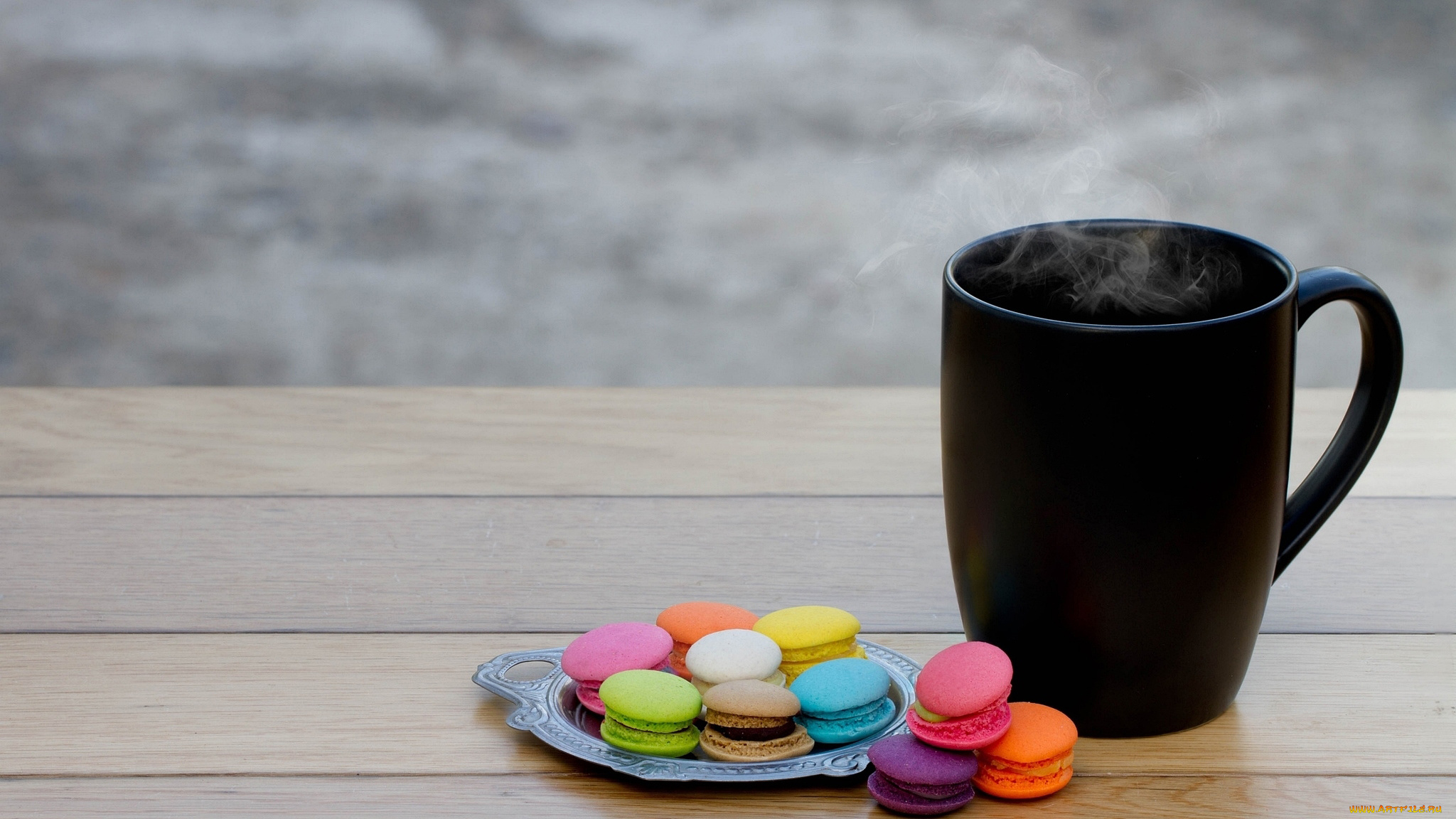 еда, макаруны, лакомство, кофе, печенье