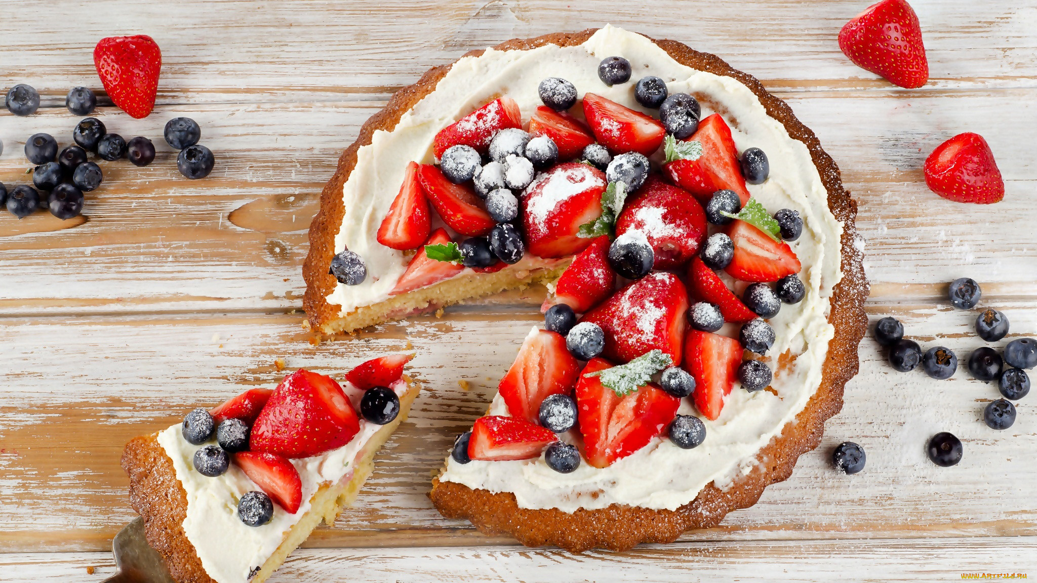 еда, пироги, пирог, ягоды, черника, клубника