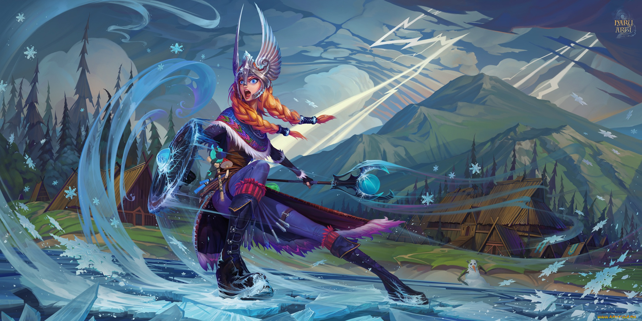 видео, игры, dota, 2, rylai, crystal, maiden, valkyrie, воин, art, девушка, dota, 2