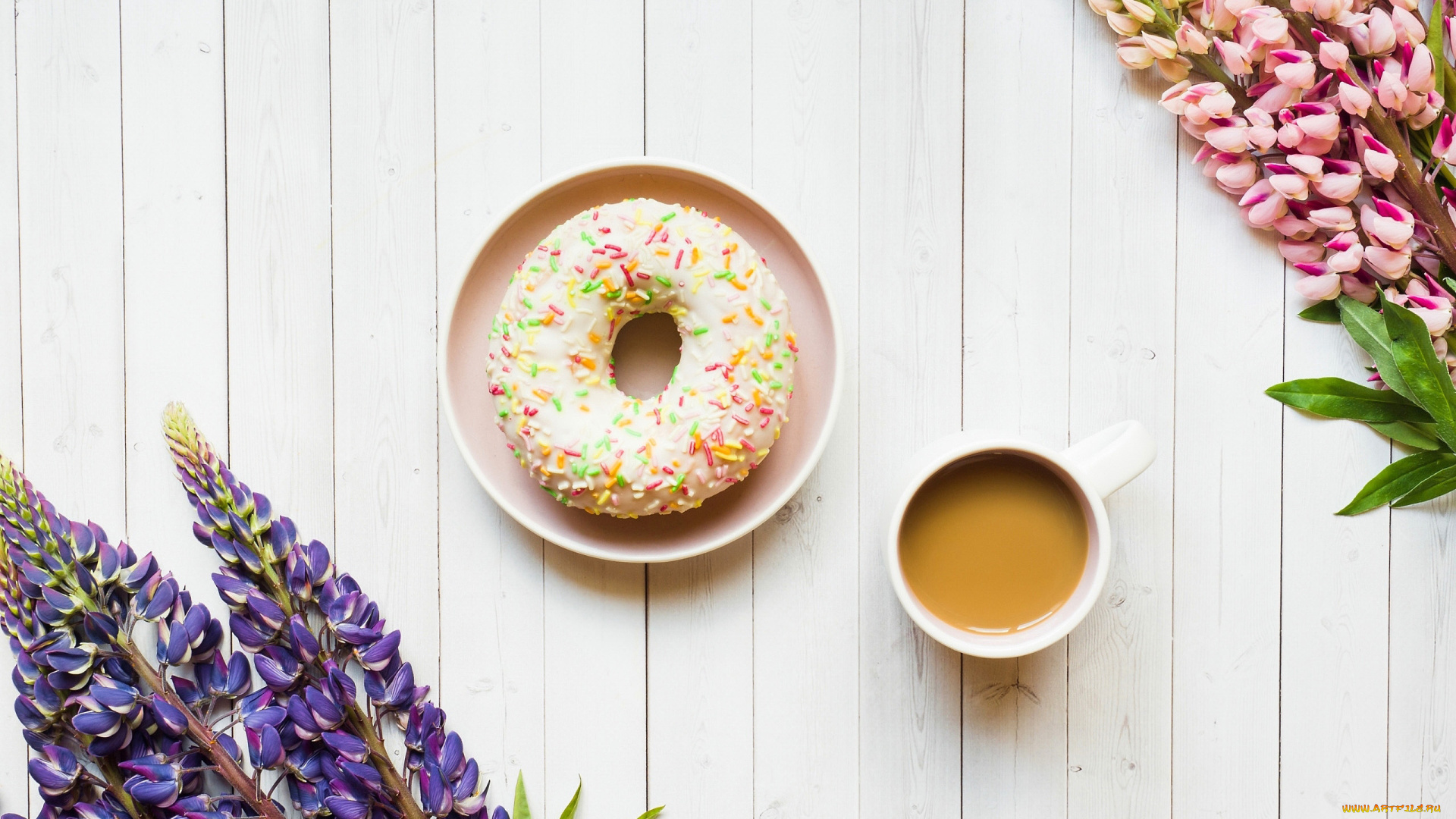 еда, хлеб, , выпечка, люпин, кофе, пончик