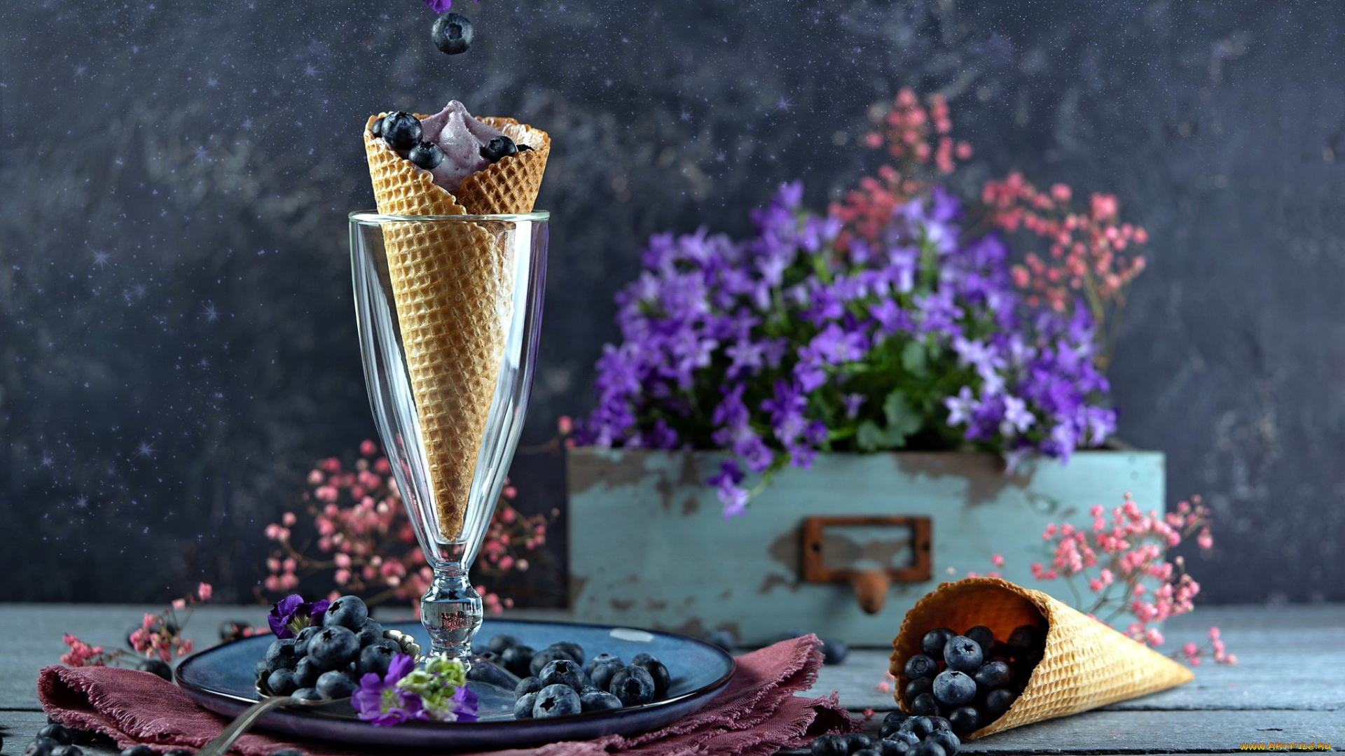 еда, мороженое, , десерты, черника