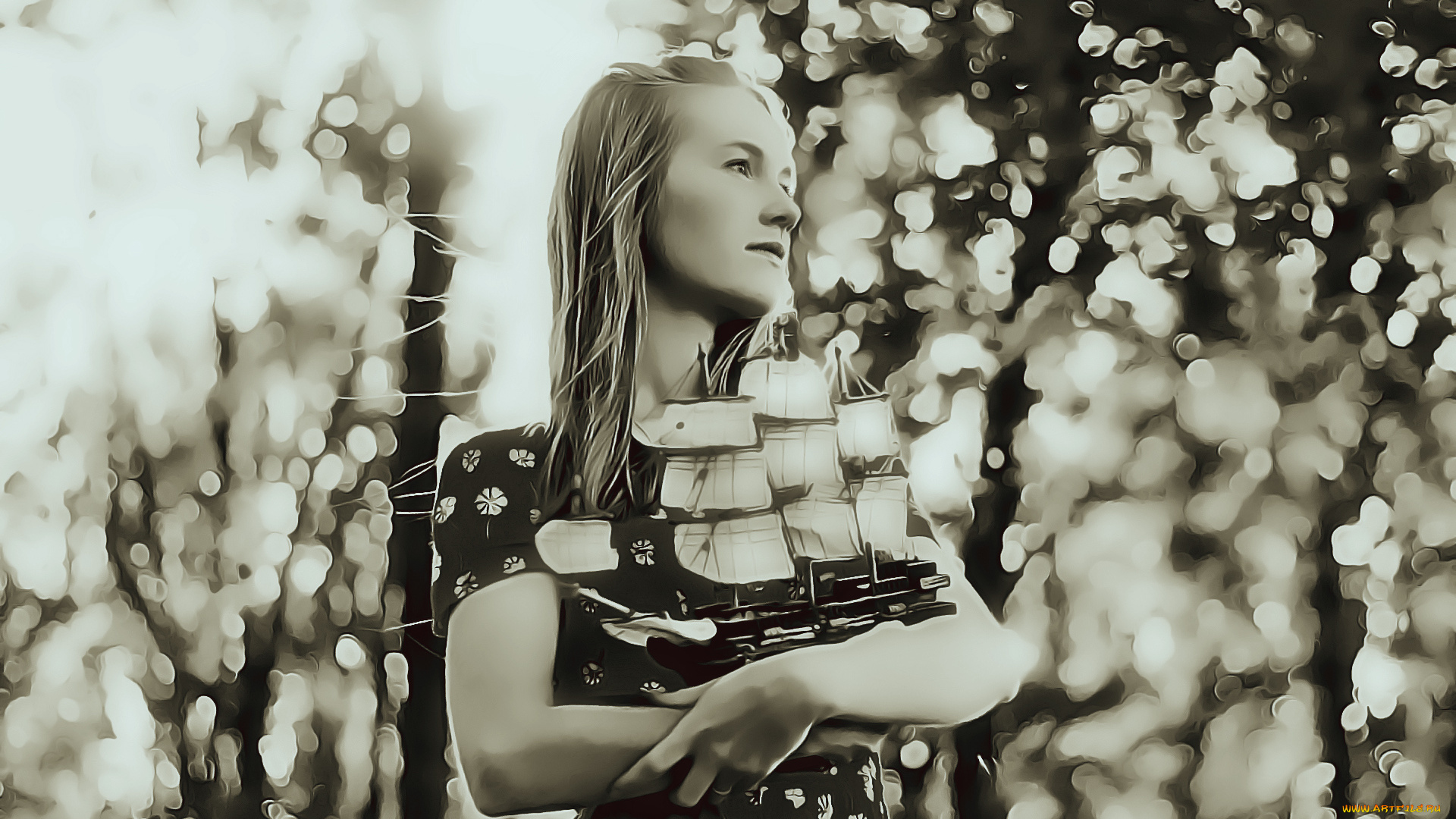 календари, компьютерный, дизайн, calendar, женщина, парусник, 2019, сувенир, девушка