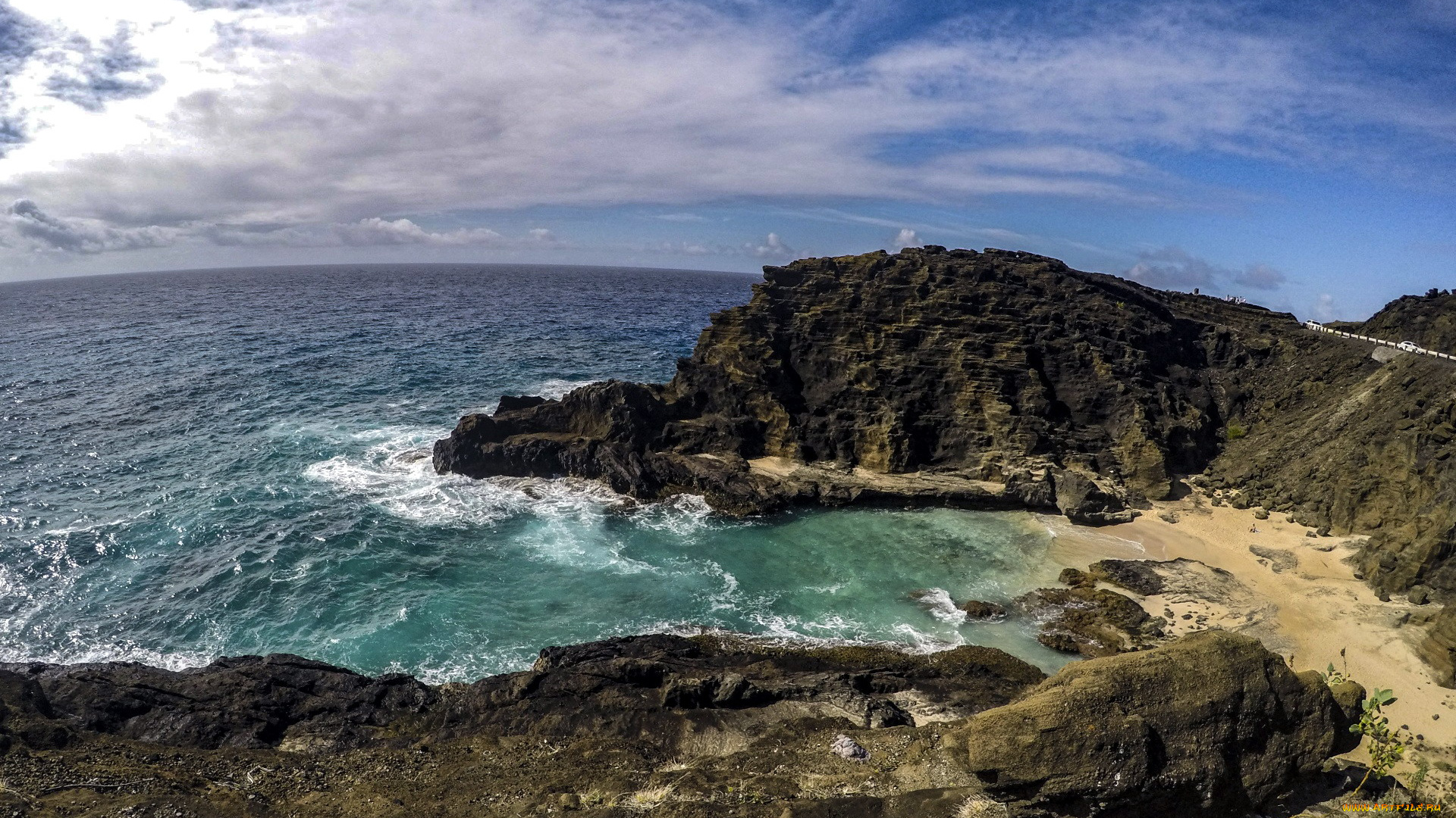 природа, побережье, бухта, скалы, море