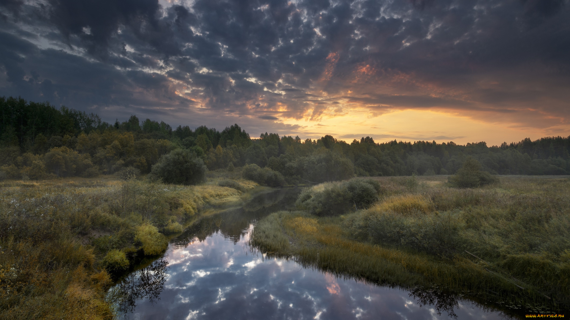 природа, реки, озера, рассвет