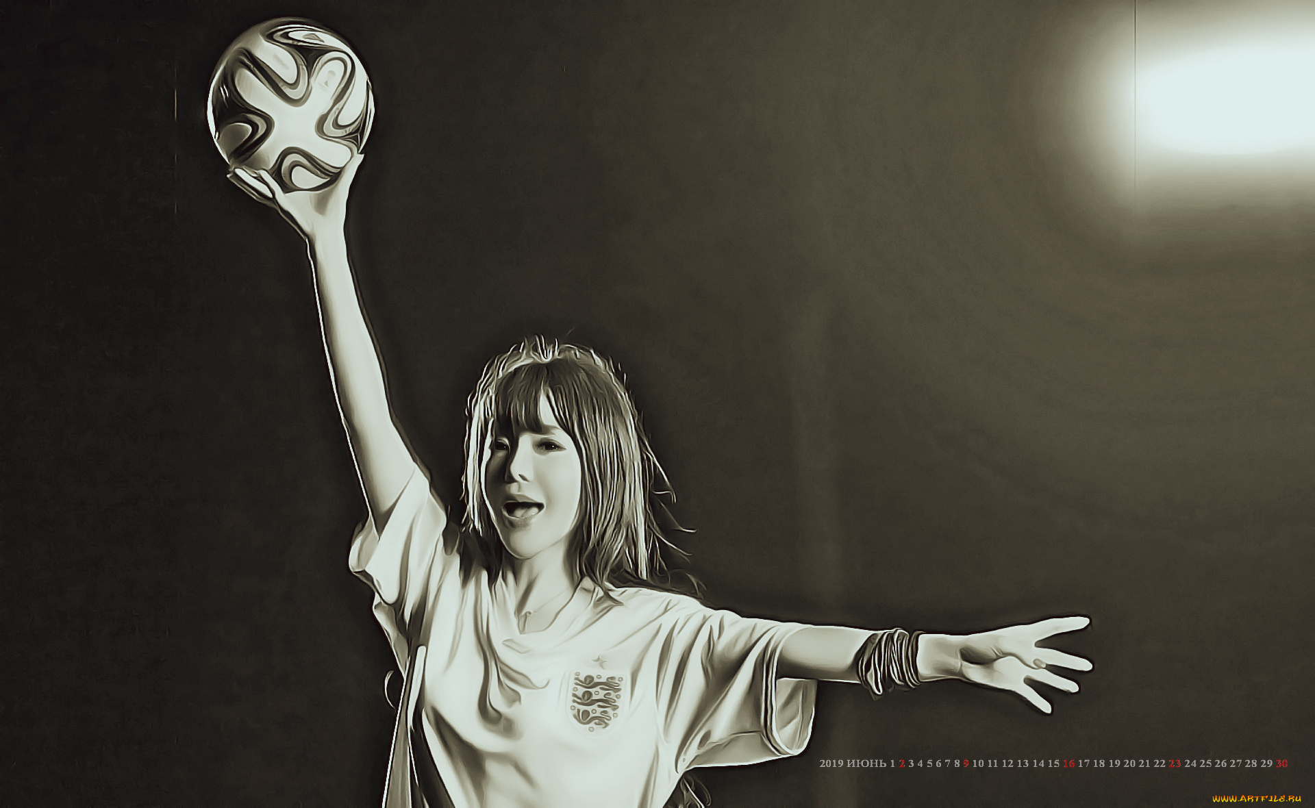 календари, компьютерный, дизайн, женщина, мяч, девушка, азиатка, 2019, calendar