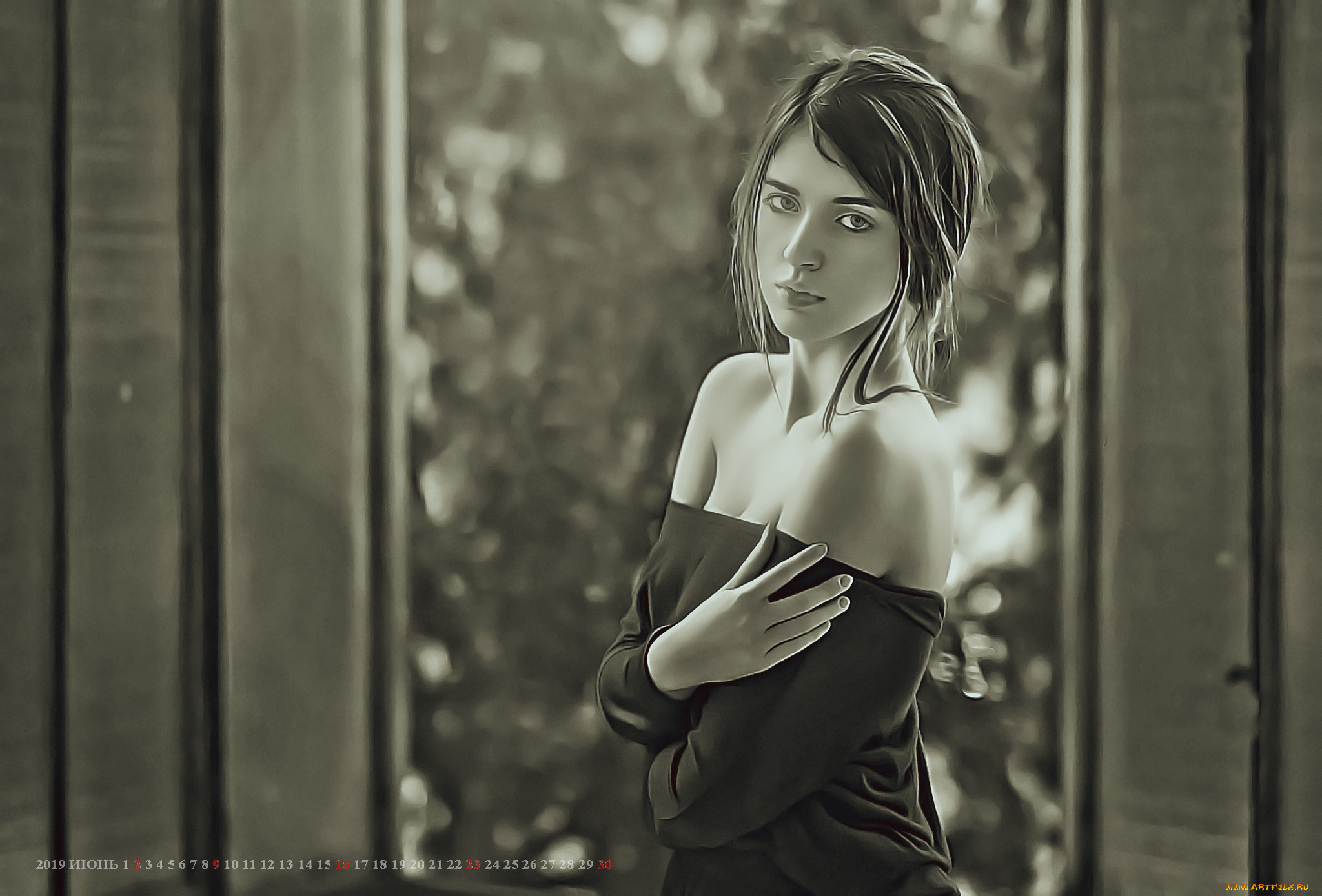 календари, компьютерный, дизайн, девушка, поза, женщина, взгляд, calendar, 2019