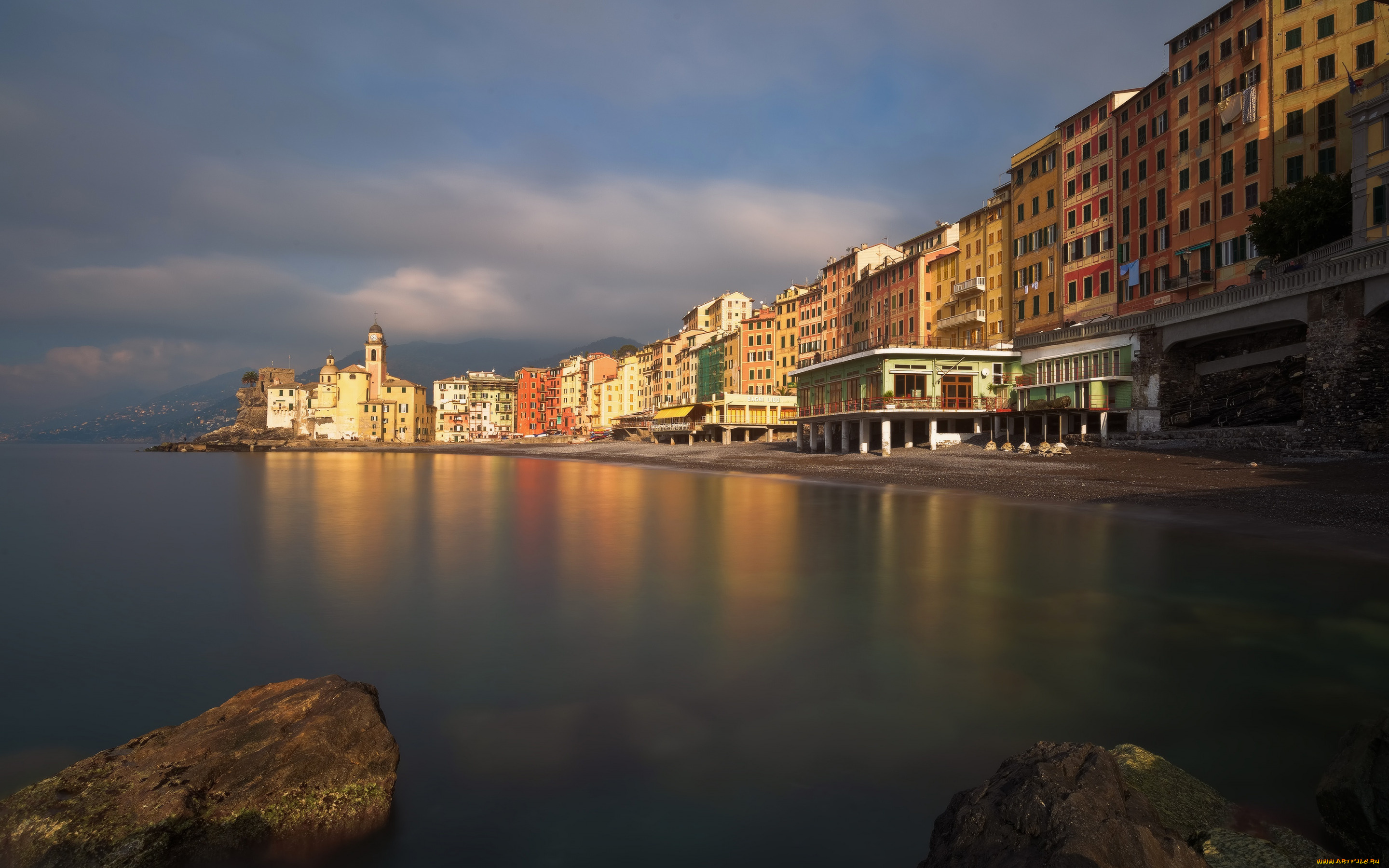 camogli, , italy, города, амальфийское, и, лигурийское, побережье, , италия, генуя, лигурия, утро, пляж, восход, солнца, средиземное, море, камольи, побережье
