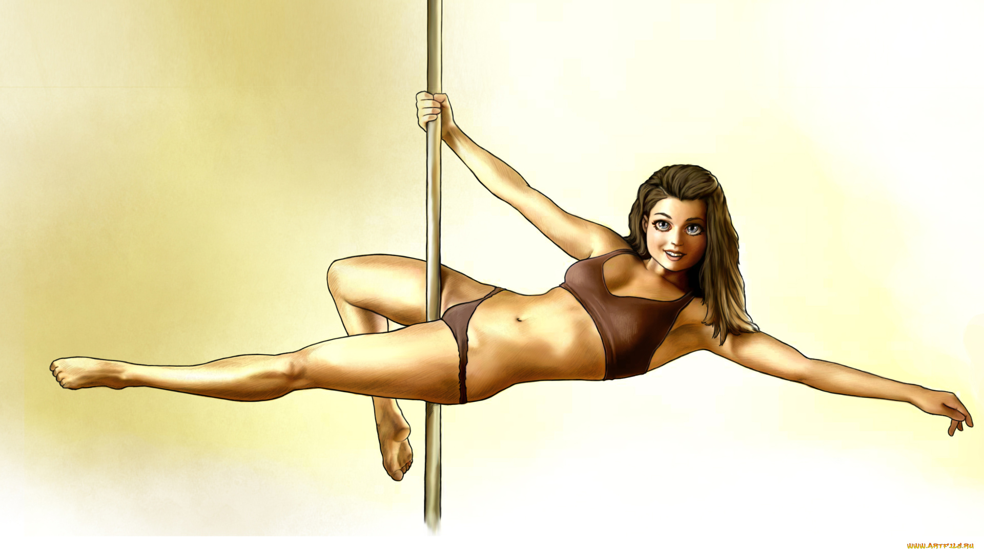 рисованное, люди, девушка, фон, взгляд, пилон