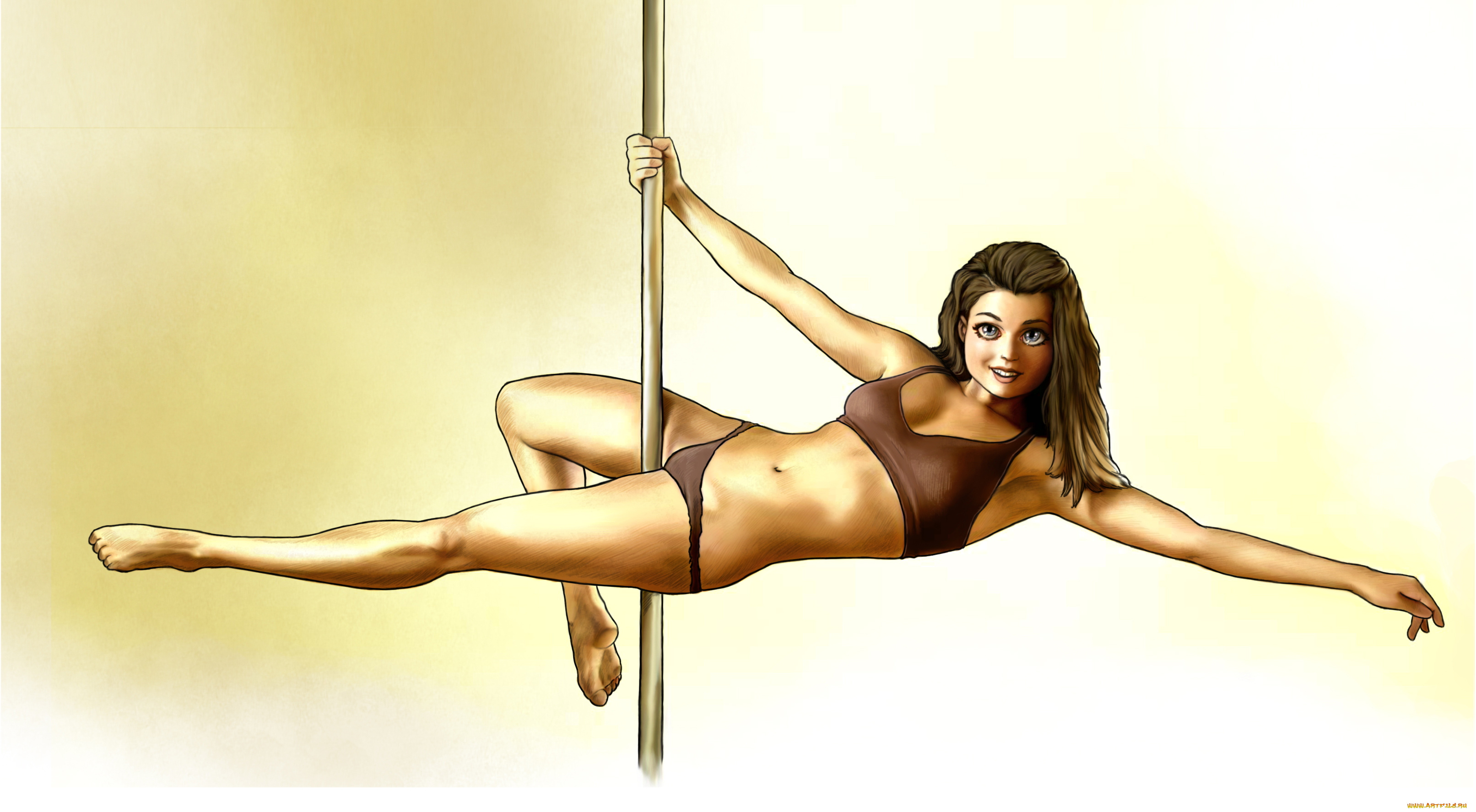 рисованное, люди, девушка, фон, взгляд, пилон