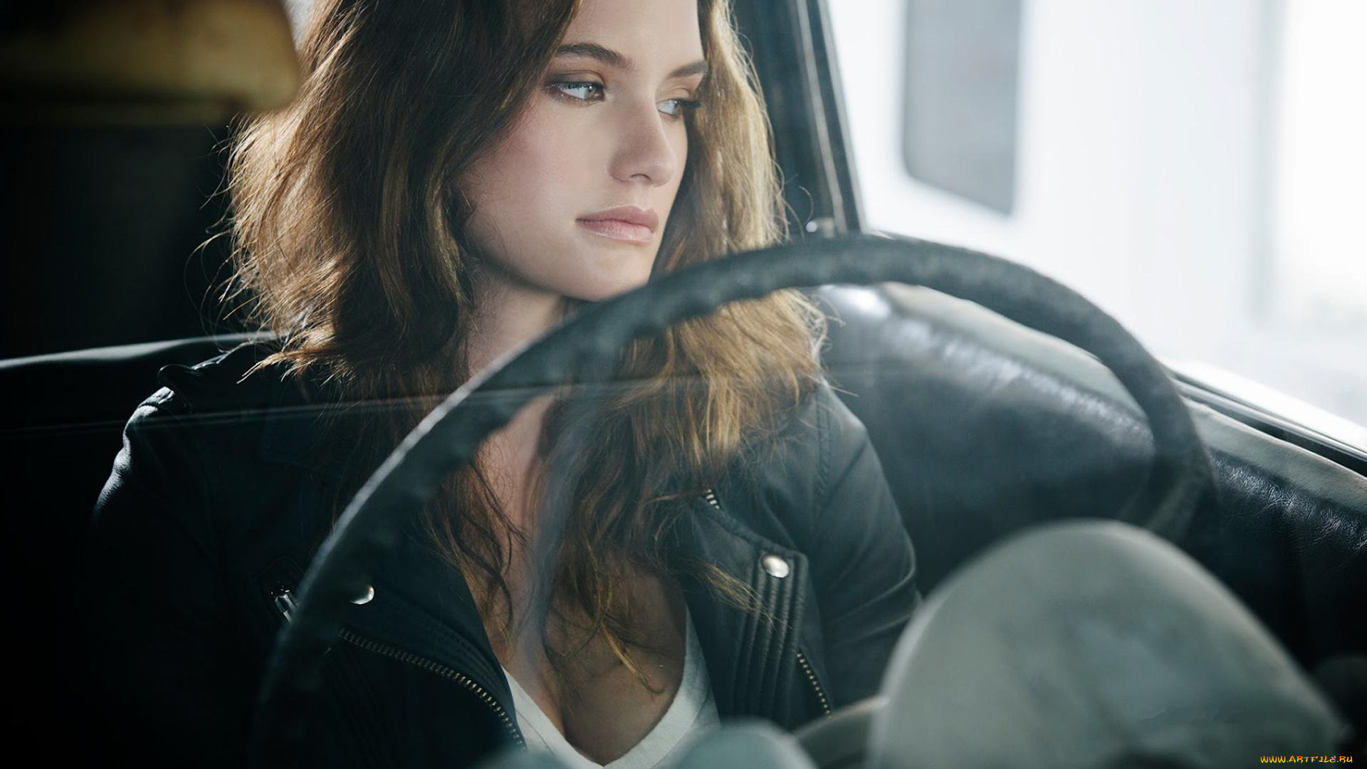 девушки, sam, perry, шатенка, лицо, курта, руль, машина