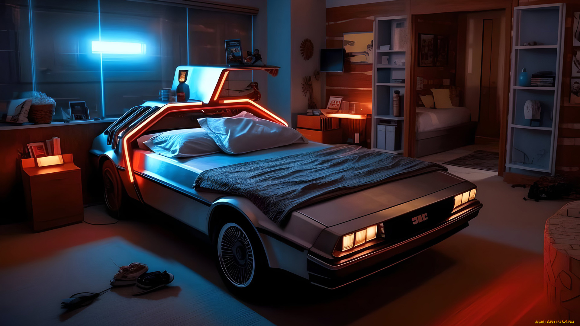 рисованное, -, другое, нейросети, графика, нейроарт, ai, art, нейронные, сети, рисунки, нейро, искусство, delorian, кровать