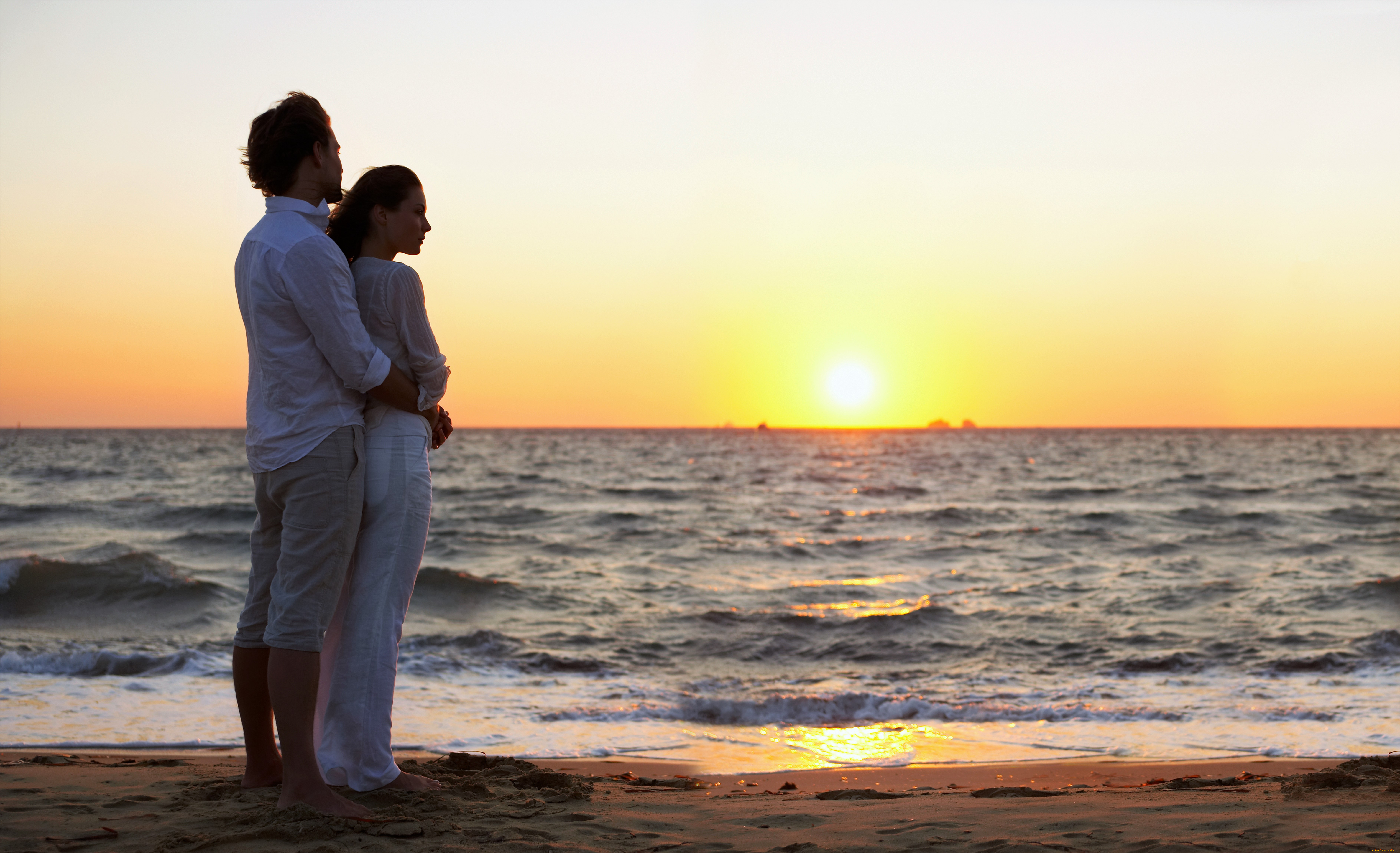 разное, мужчина, женщина, пара, закат, море