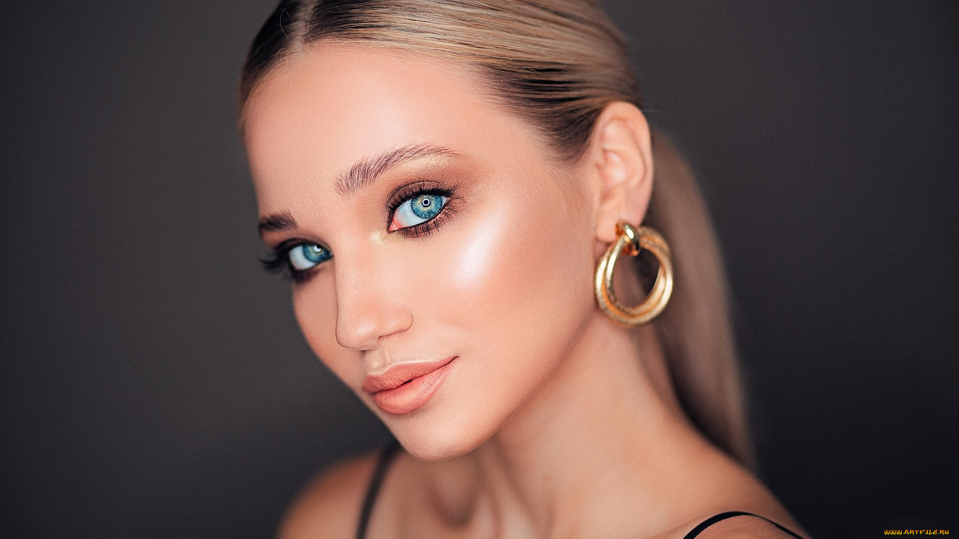 девушки, -, лица, , портреты, блондинка, лицо, серьги