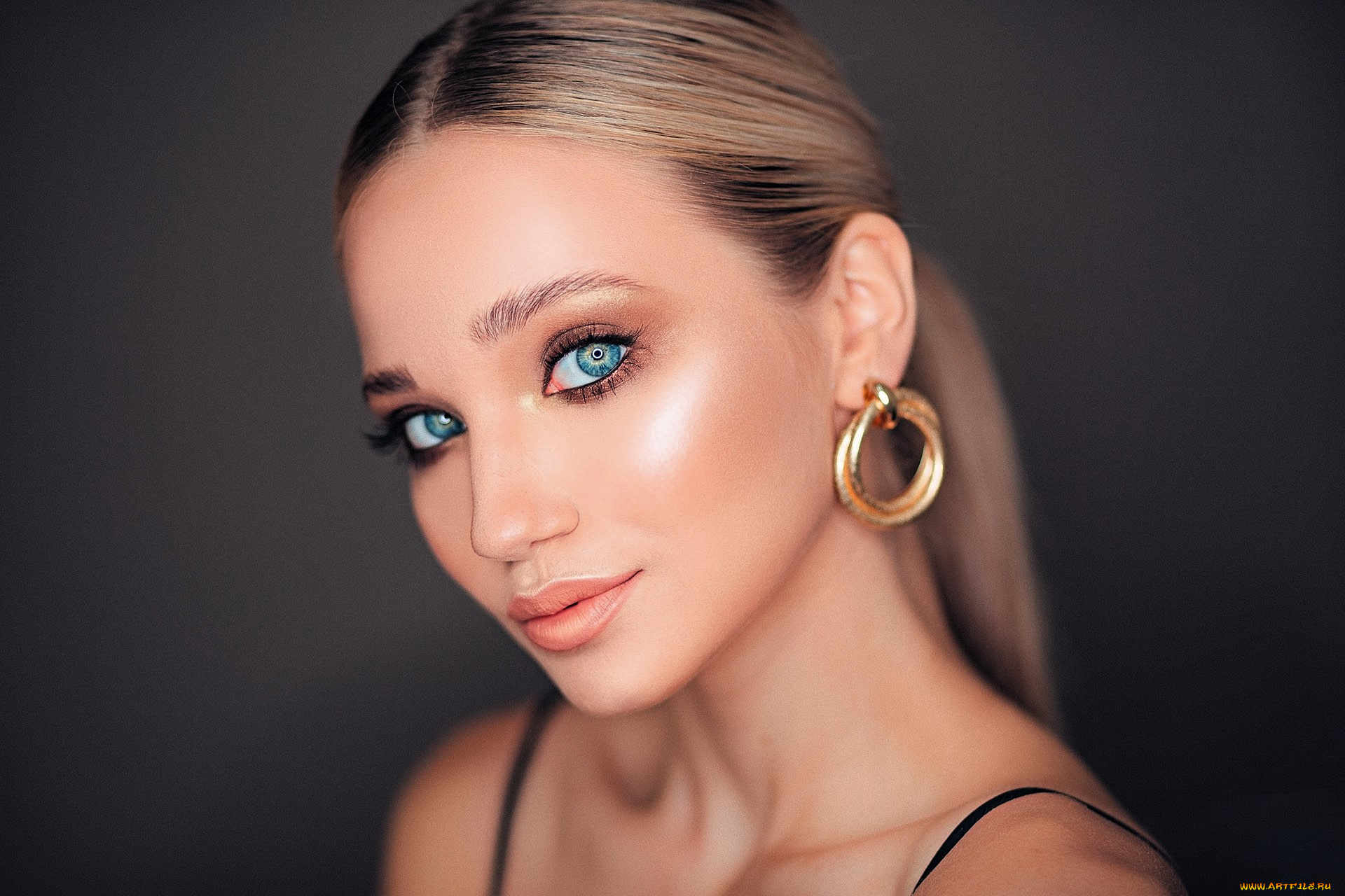 девушки, -, лица, , портреты, блондинка, лицо, серьги