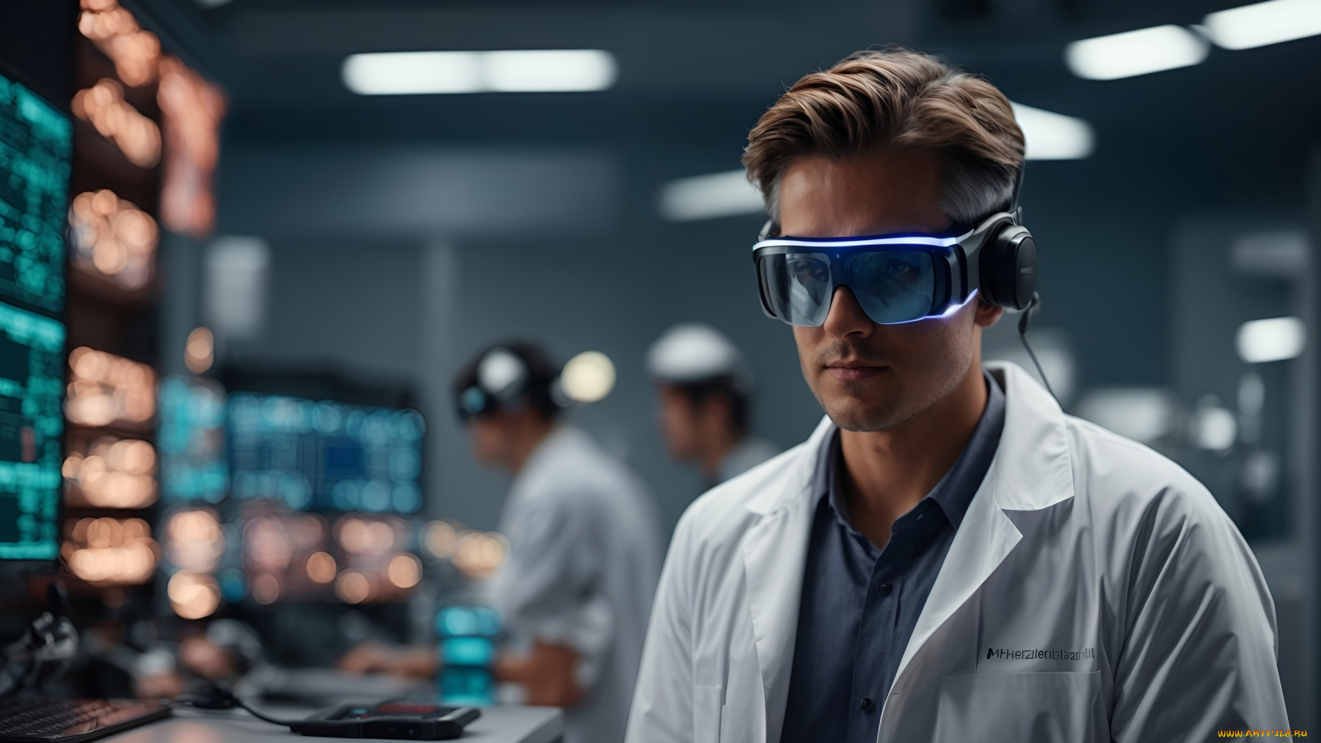 3д, графика, люди, , people, мужчина, ученый, очки