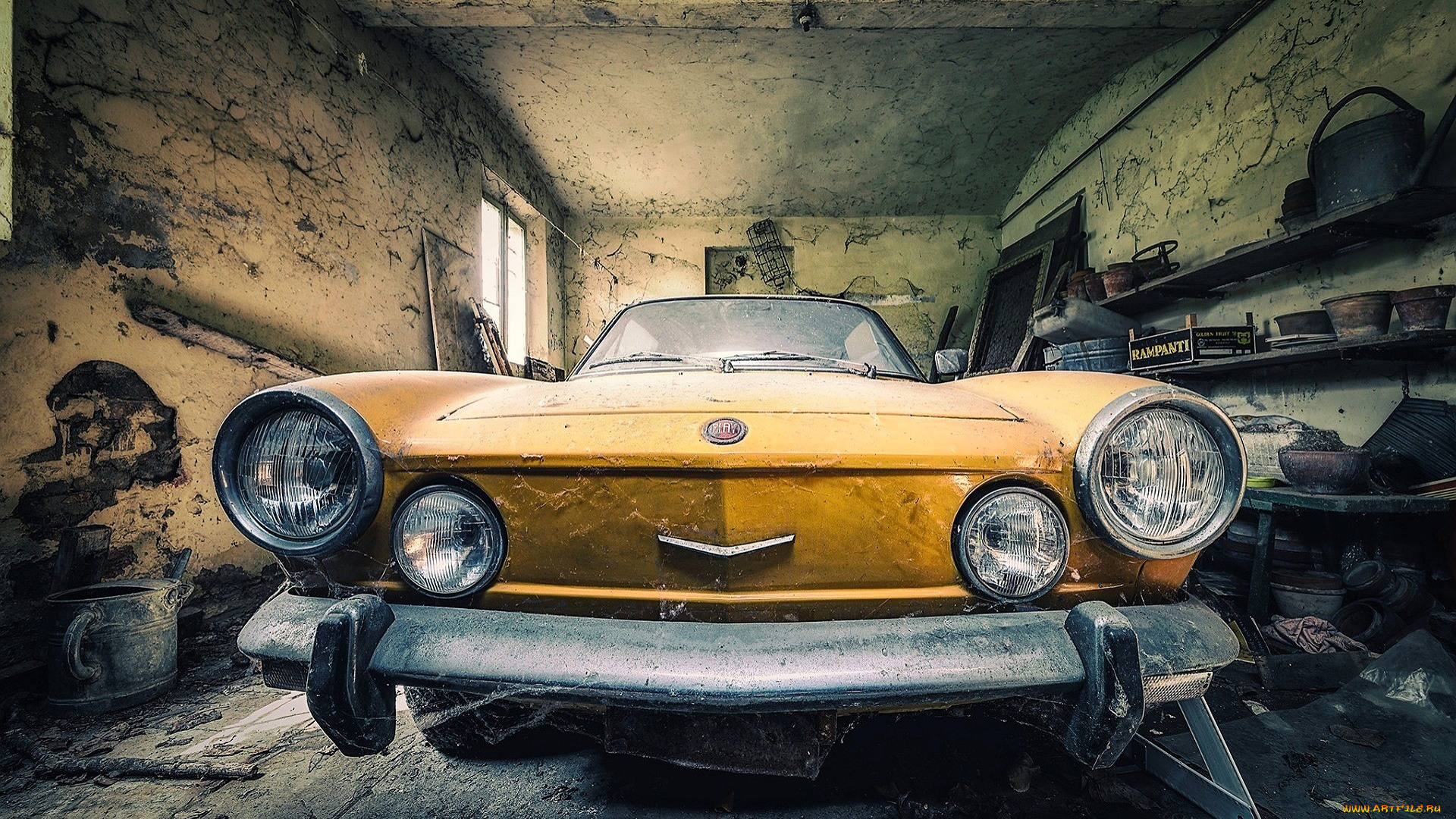 рисованное, авто, мото, машина, желтая, граж, хлам