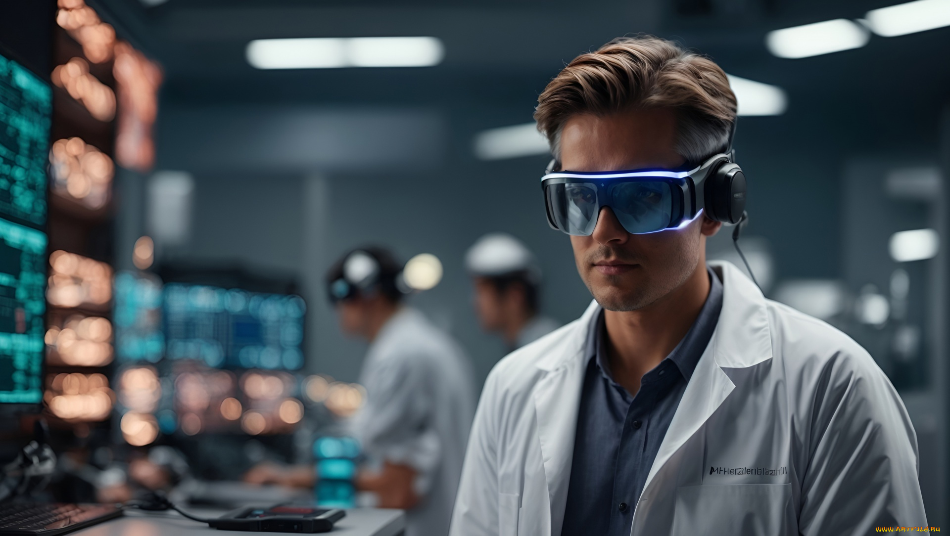 3д, графика, люди, , people, мужчина, ученый, очки