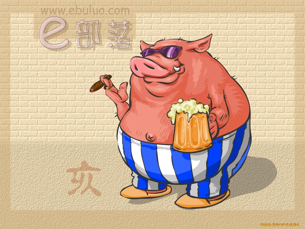 типа, зодиак, рисованные, животные, свиньи, кабаны