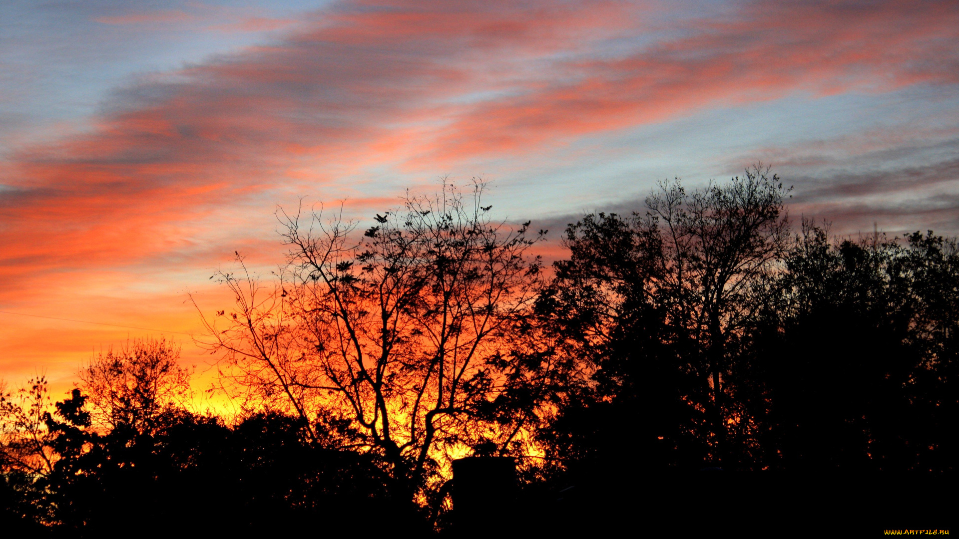 природа, восходы, закаты, закат, облака