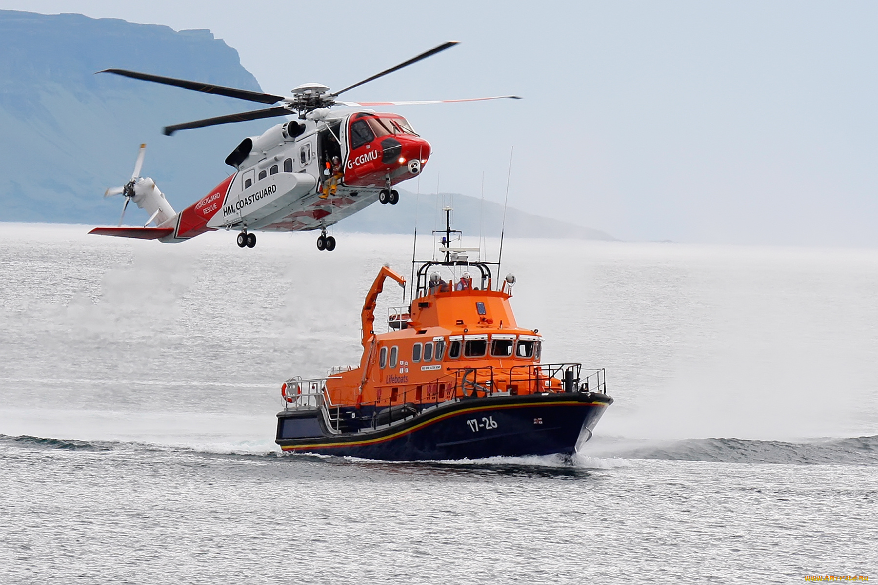 корабли, катера, катер, вертолет, охрана