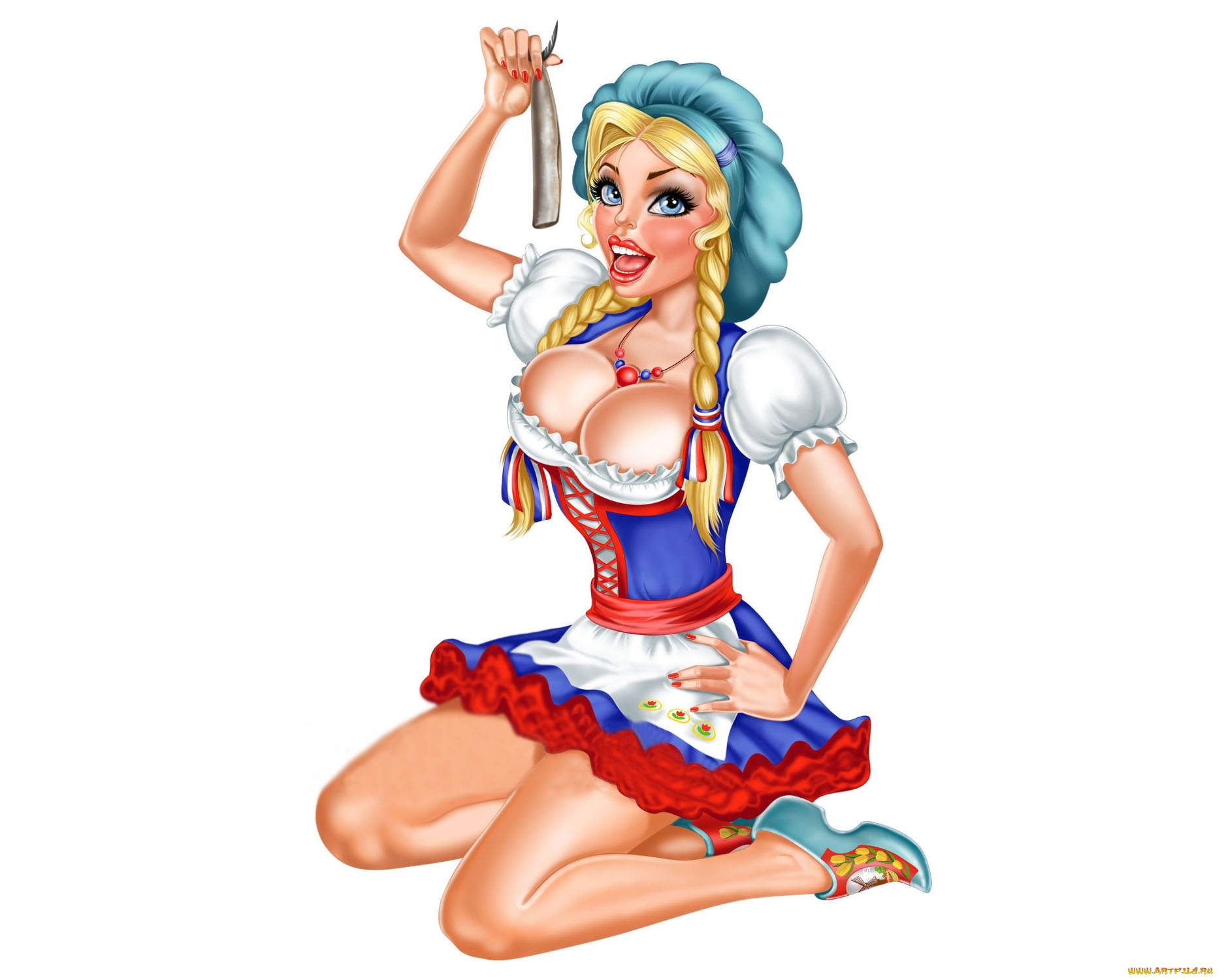 рисованные, люди, девушка