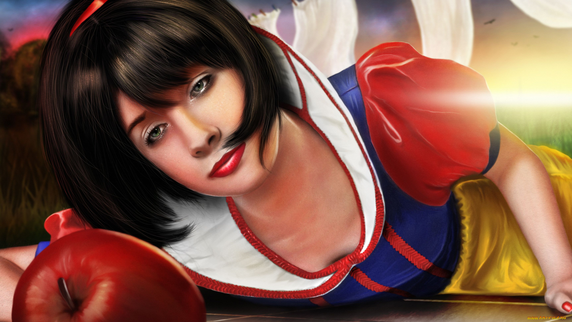 gerald, jelitto, фэнтези, девушки, яблоко, белоснежка