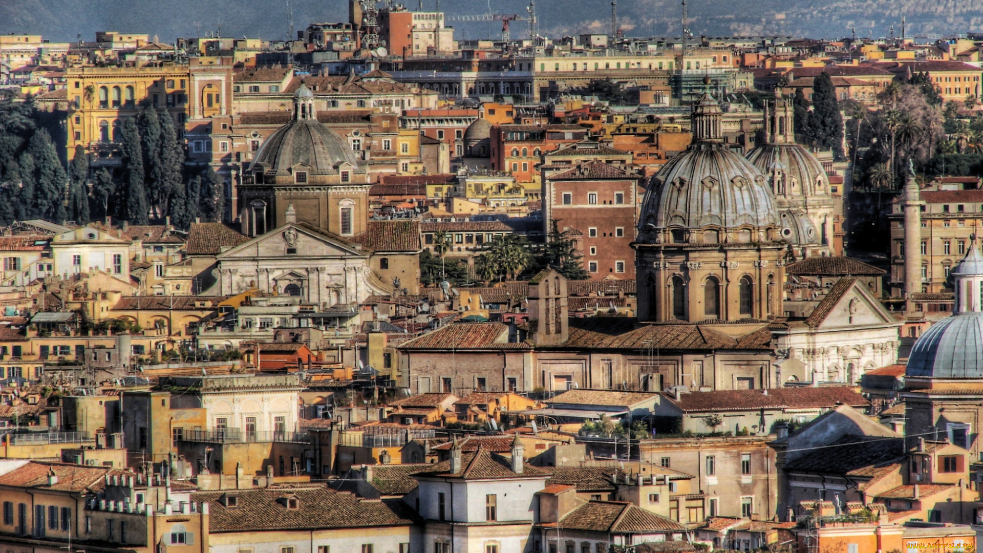города, рим, ватикан, италия, купола, крыши, дома