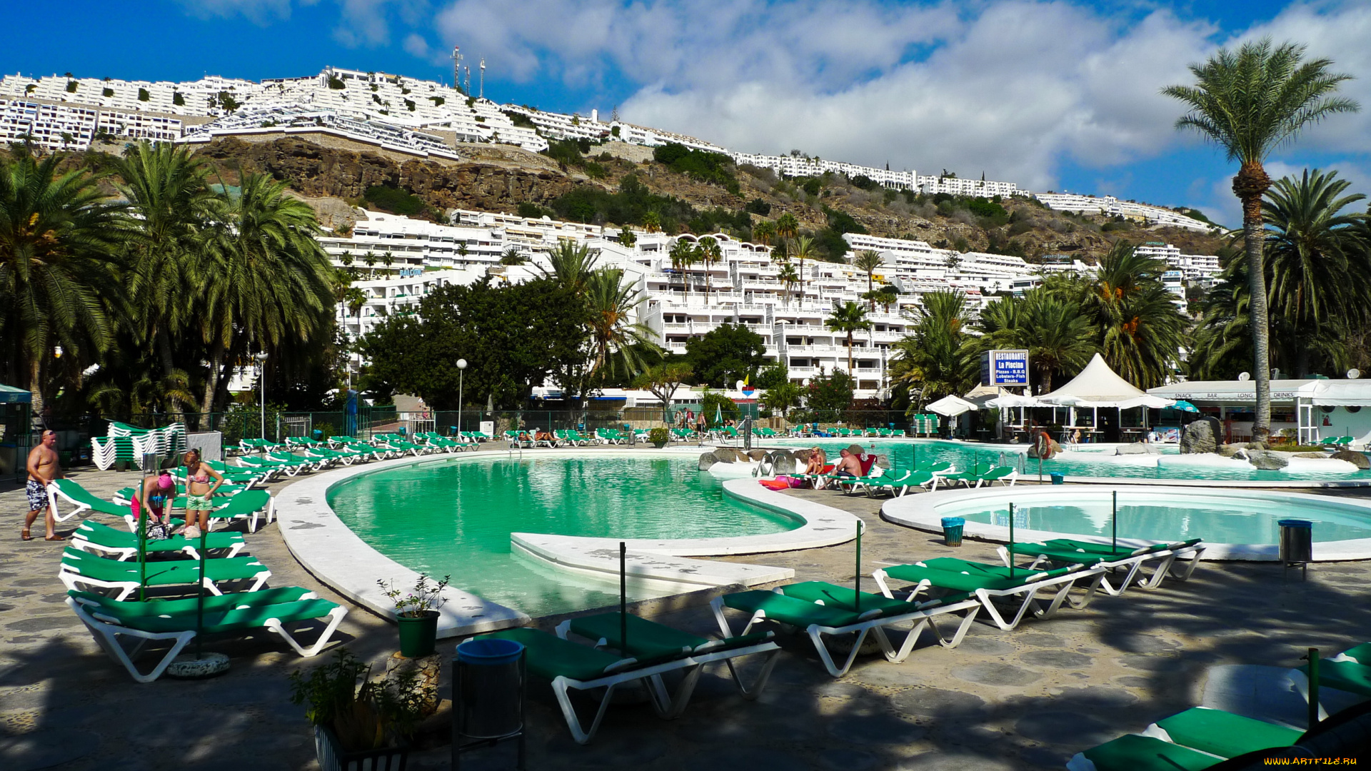 испания, канарские, острова, моган, интерьер, бассейны, открытые, площадки, гостиница, бассейн, канары, остров