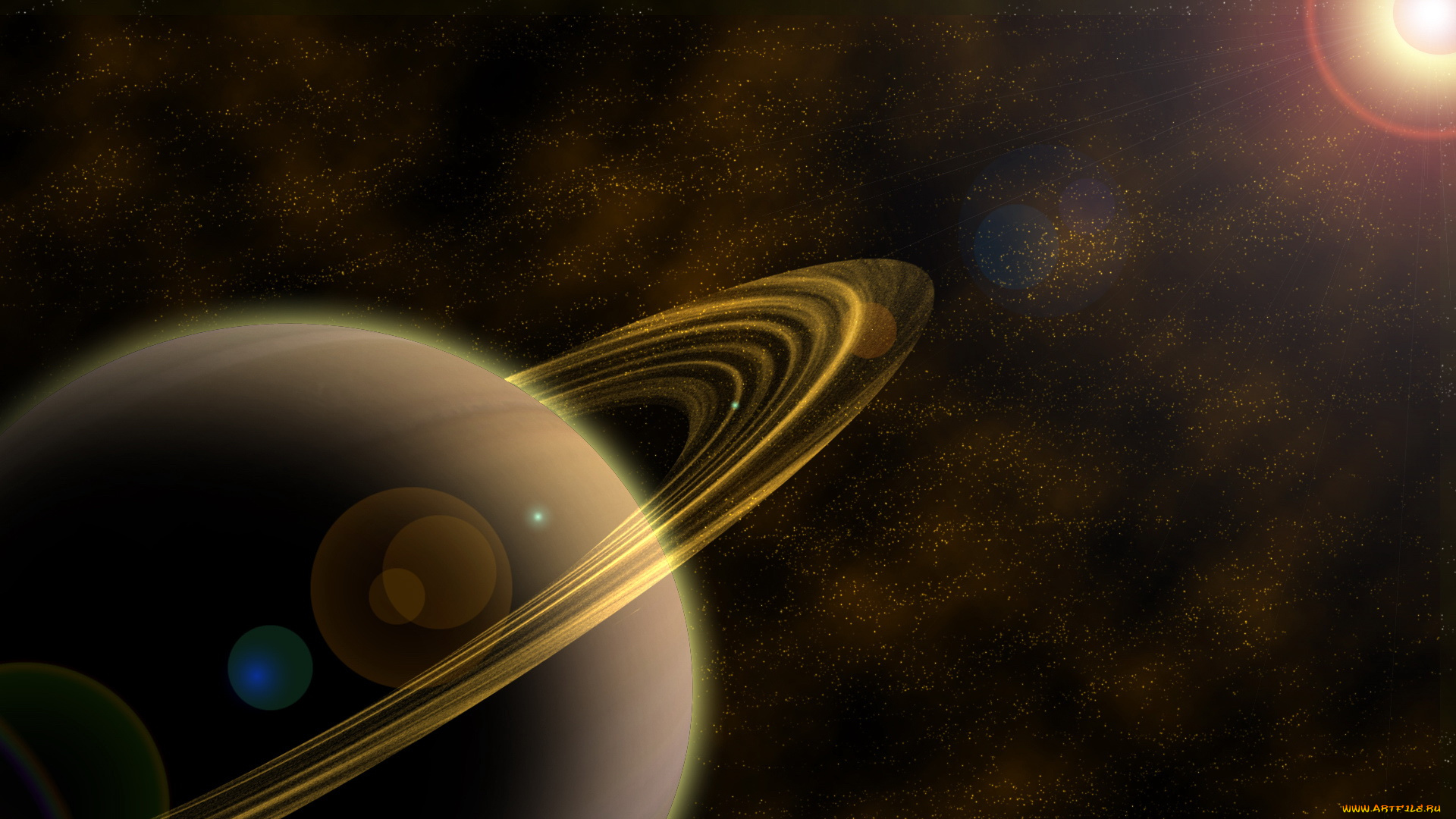 космос, арт, планета, кольца