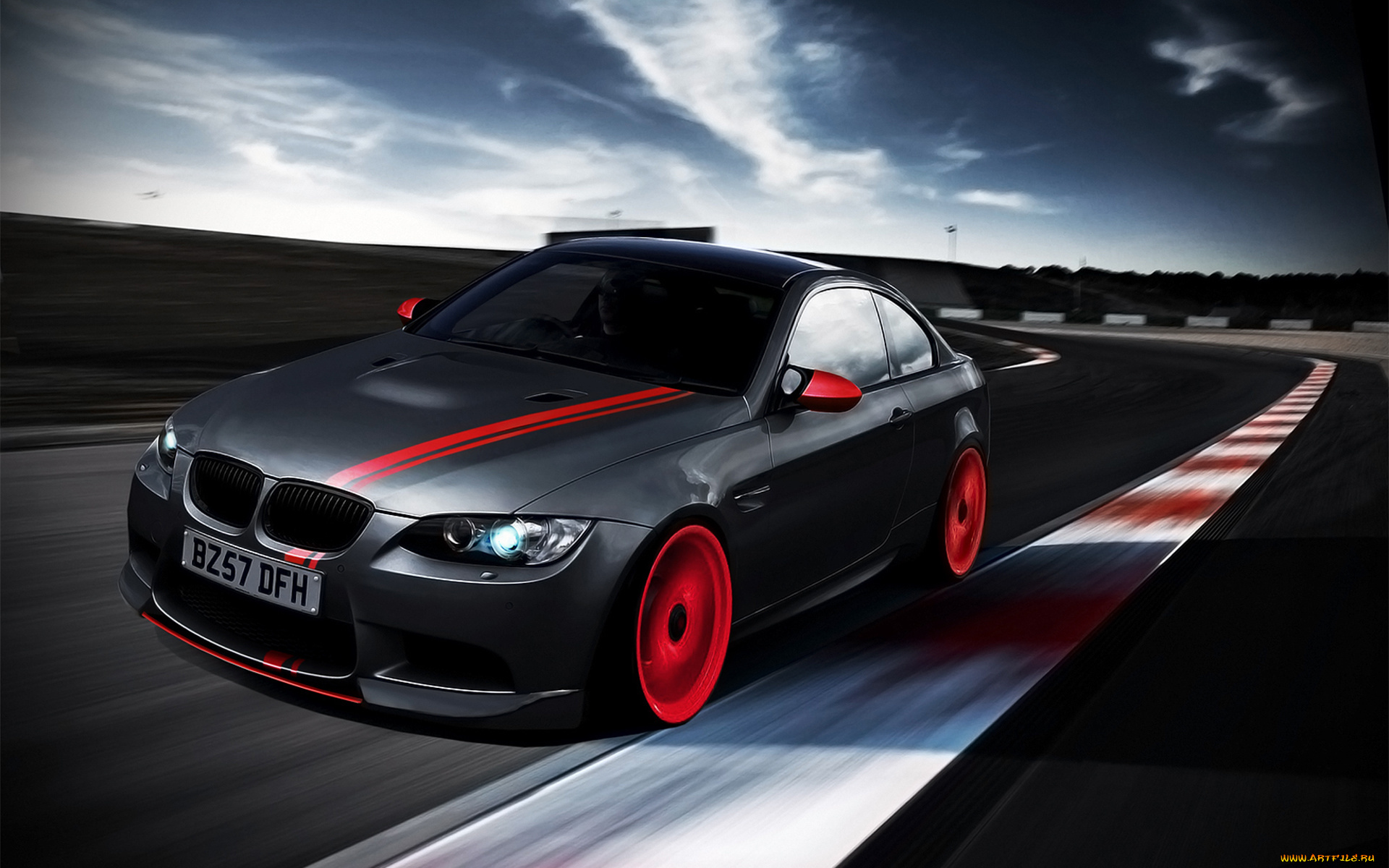 bmw, m3, автомобили, черный, красный, тюнинг, трасса