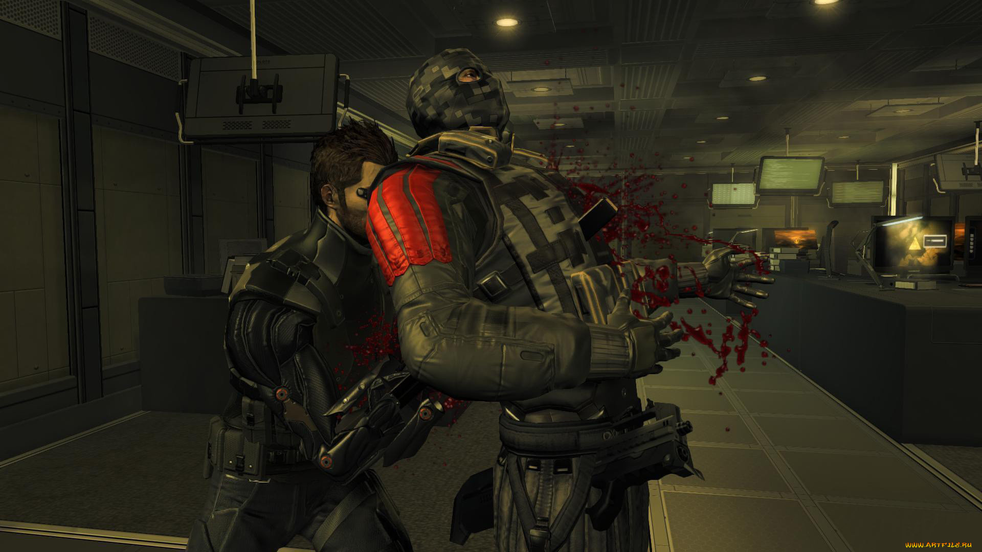 deus, ex, fall, видео, игры, the, люди, помещение