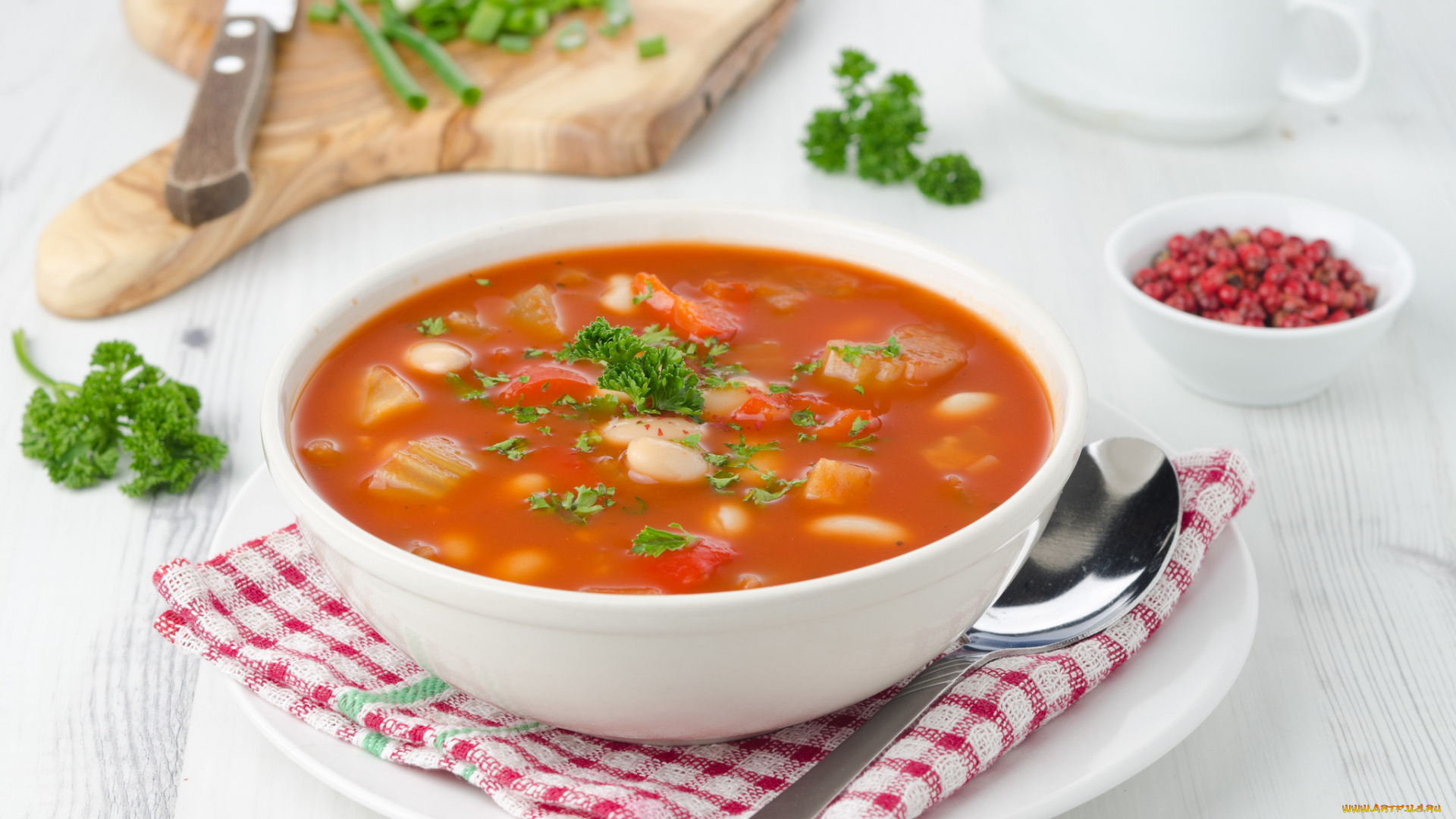 еда, первые, блюда, борщ, ложка, зелень