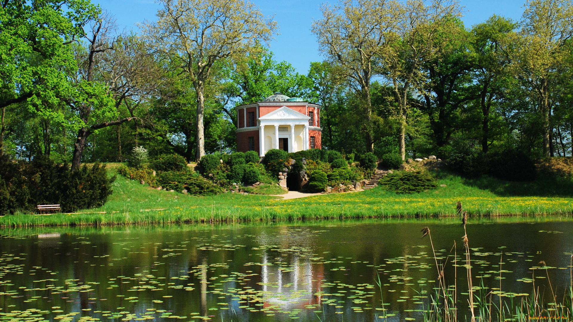 германия, w&, 246, rlitzer, park, природа, парк, река