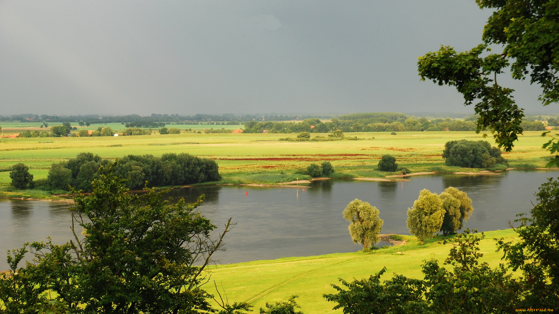 hitzacker, германия, природа, реки, озера, река, поля, лето