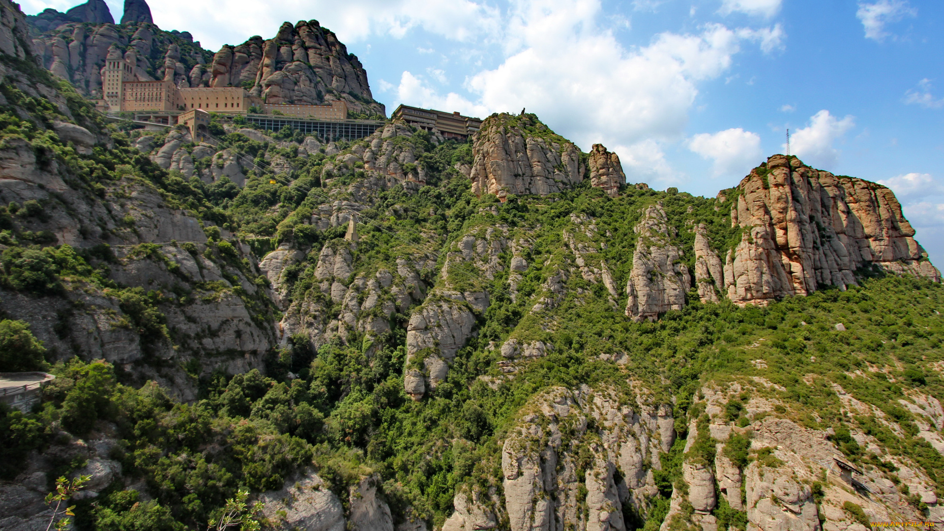 monastery, of, montserrat, испания, каталония, природа, горы, монастырь