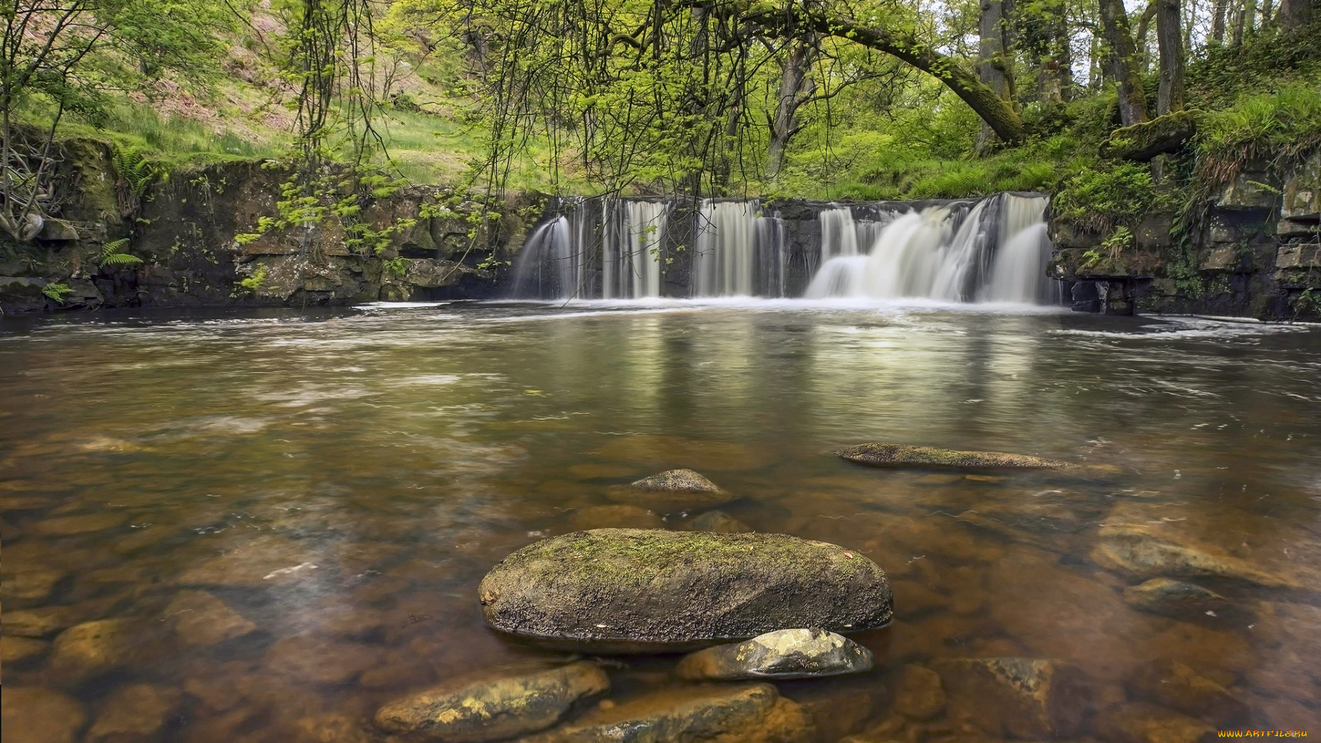 walker, mill, foss, north, york, moors, england, природа, водопады, англия, река, камни, лес
