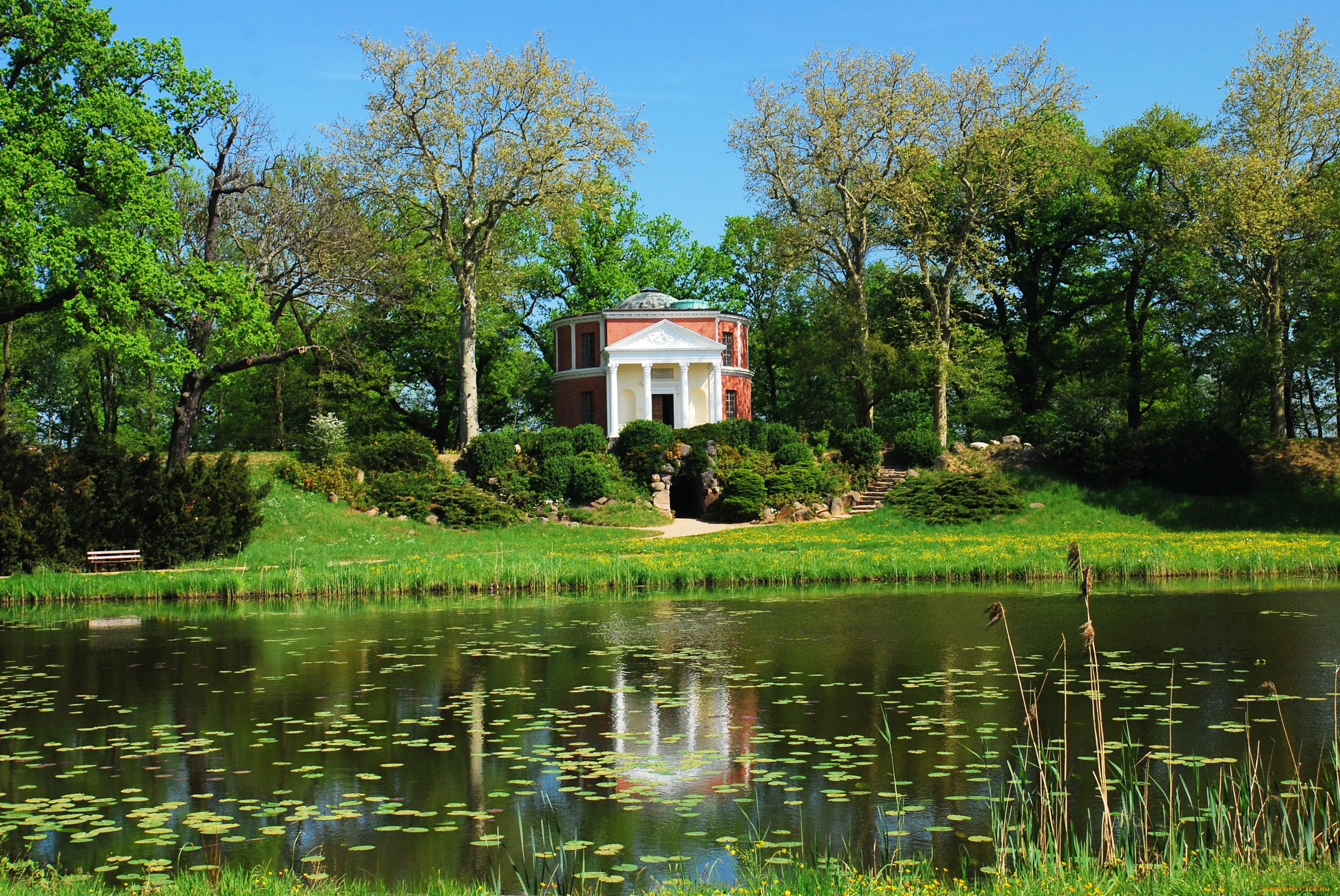 германия, w&, 246, rlitzer, park, природа, парк, река