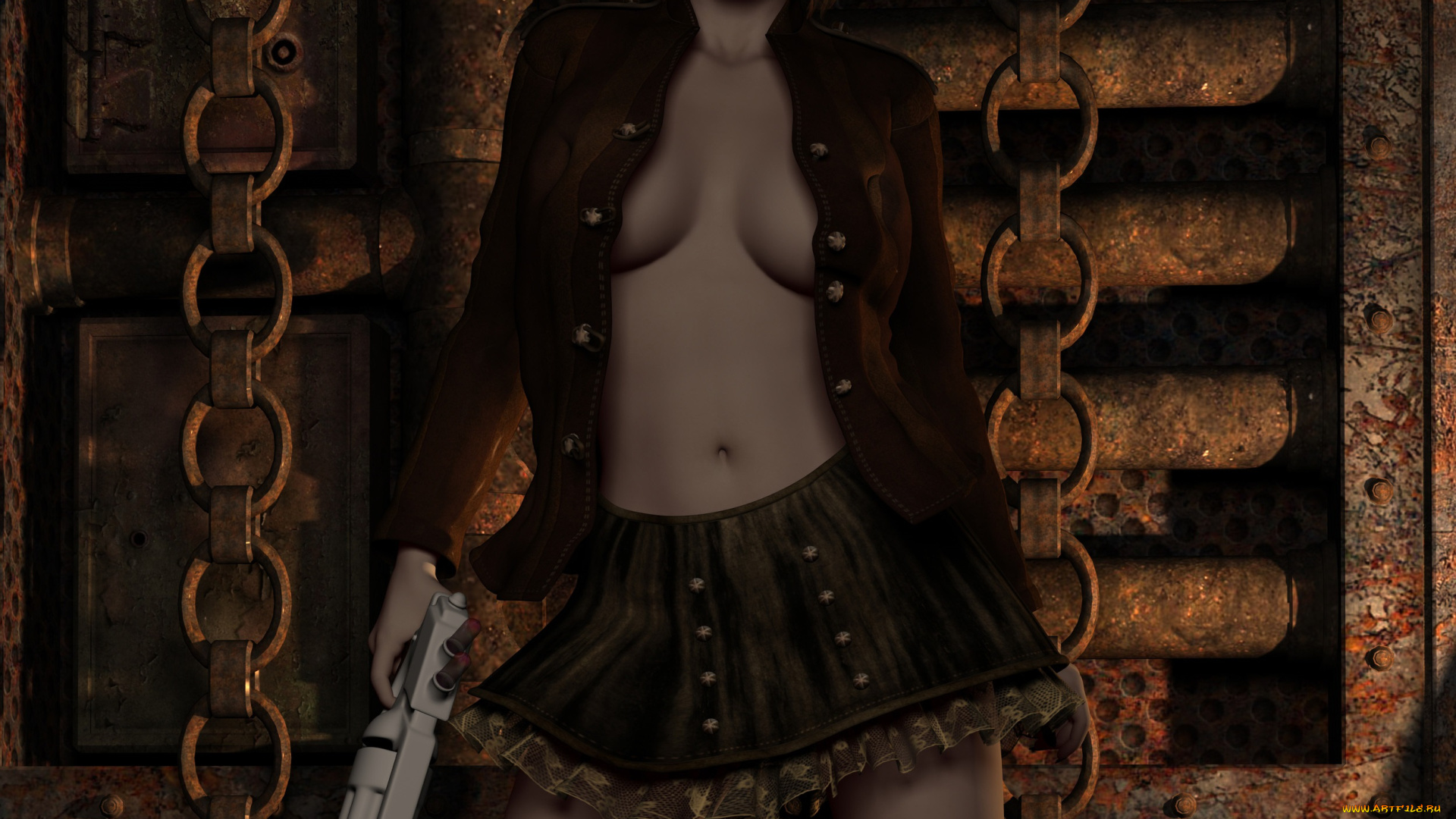 3д, графика, люди, , people, девушка, взгляд, оружие