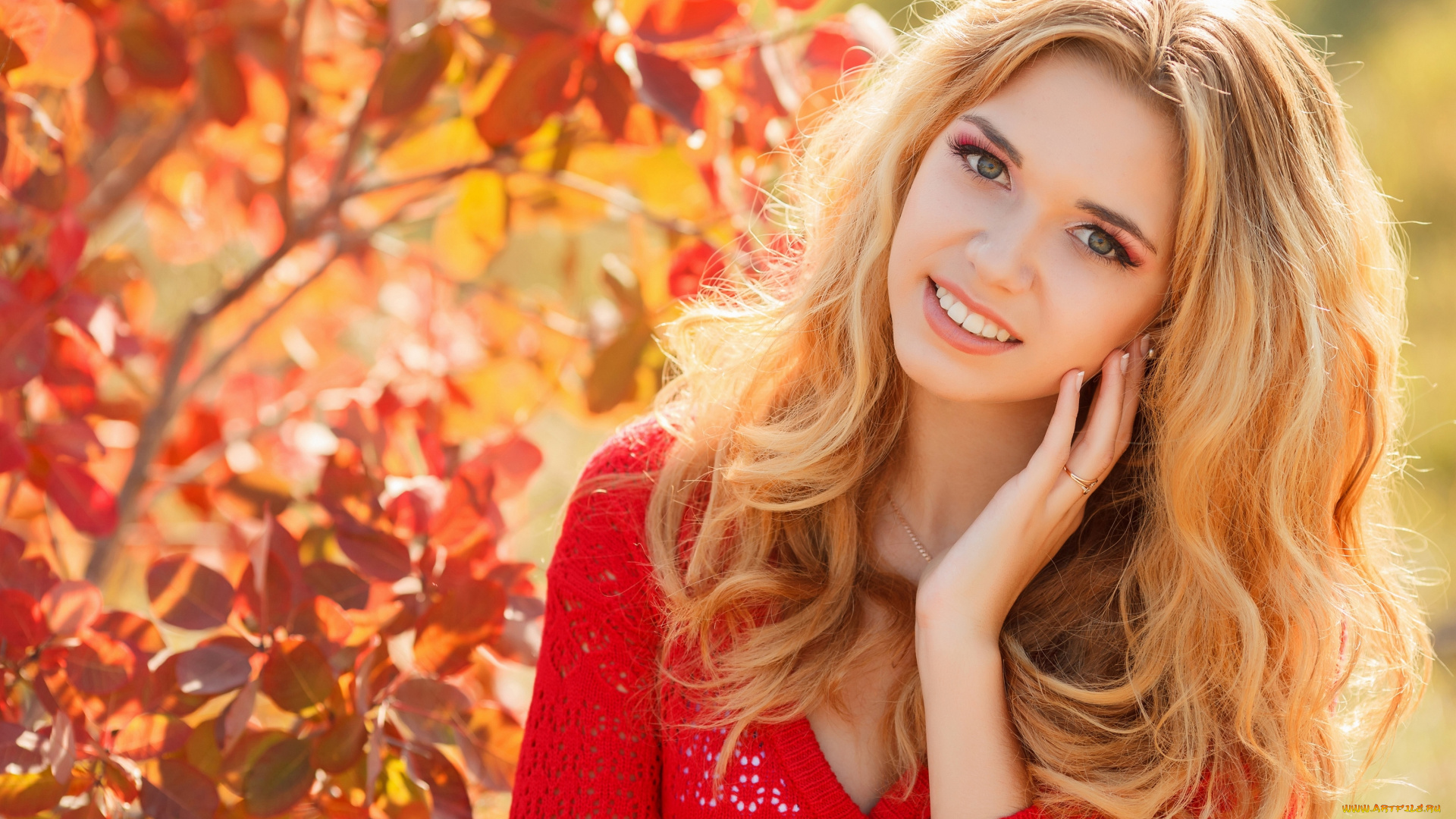 девушки, -unsort, , рыжеволосые, и, другие, осень, девушка, макияж, улыбка, взгляд