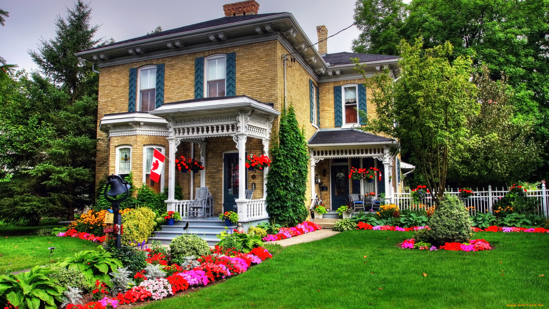 goderich, , canada, города, -, здания, , дома, дом, особняк, ландшафт, газон, цветы