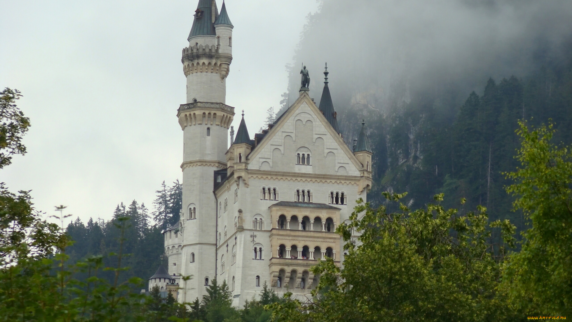 neuschwanstein, castle, , bavaria, , germany, города, замок, нойшванштайн, , германия, bavaria, neuschwanstein, castle, бавария, замок, нойшванштайн, germany, деревья