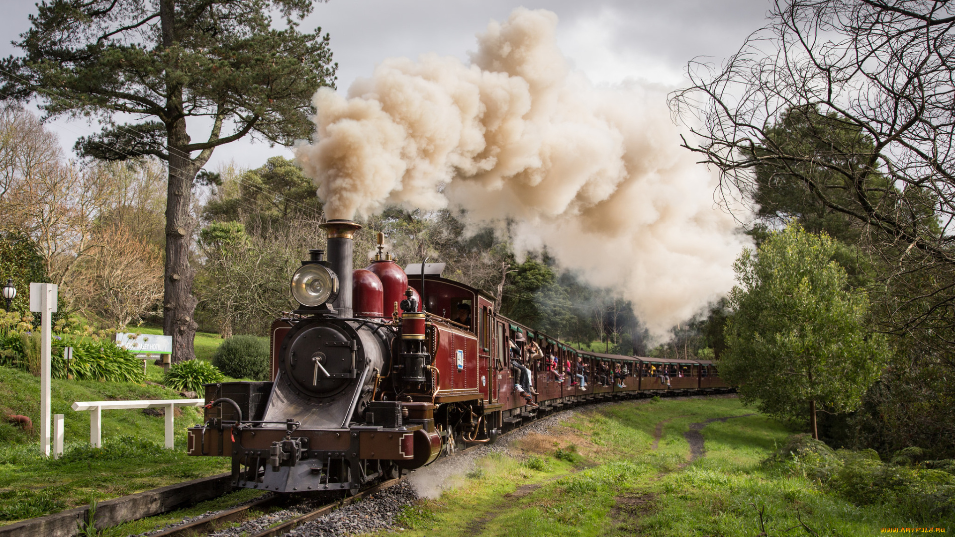 техника, паровозы, дорога, железная, вагоны, паровоз, рельсы