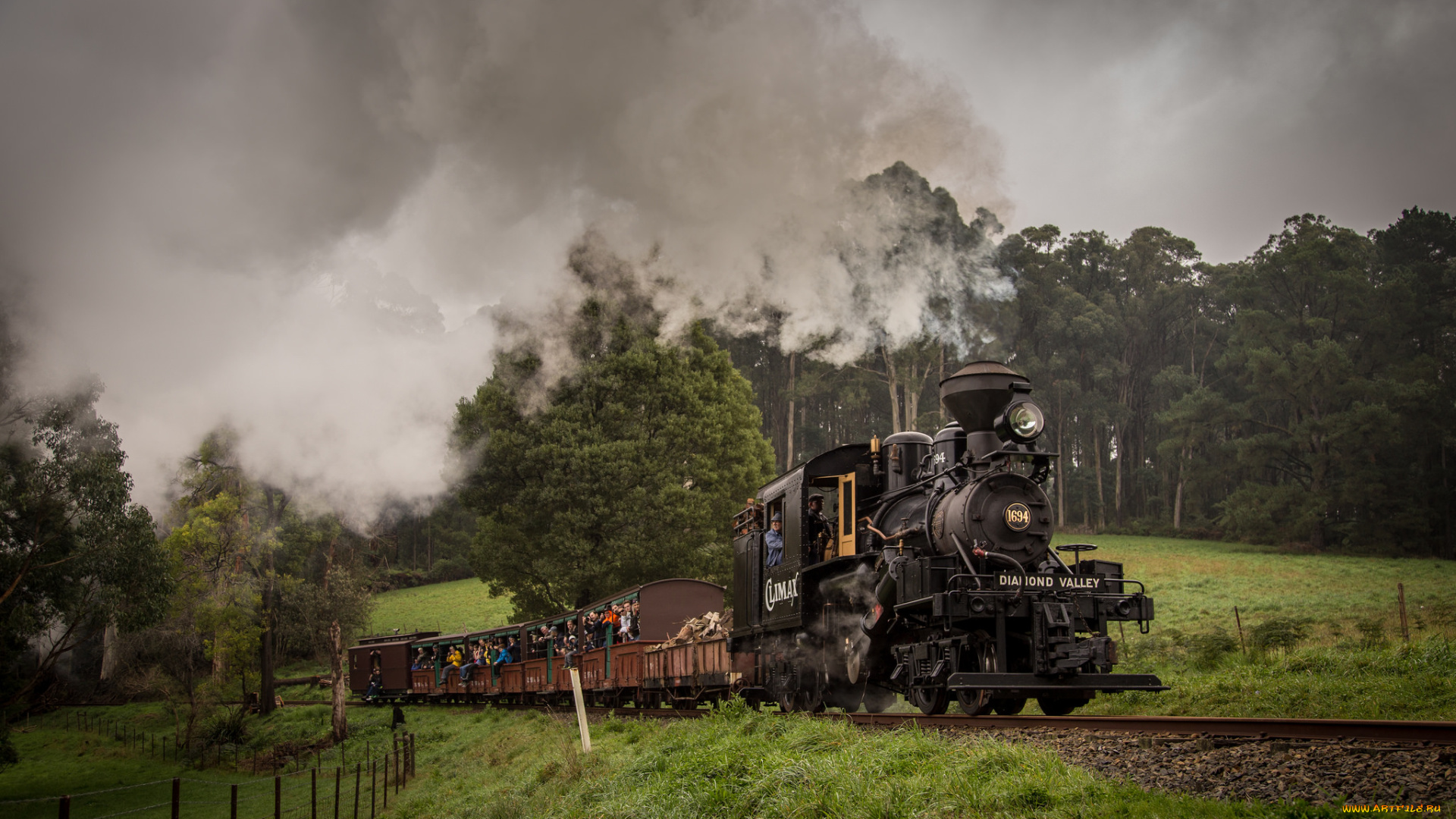 техника, паровозы, паровоз, рельсы, дорога, железная, вагоны