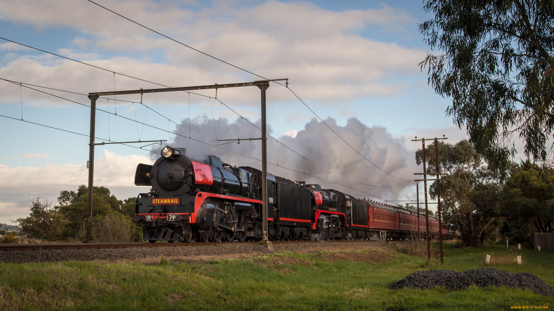 техника, паровозы, вагоны, паровоз, рельсы, дорога, железная