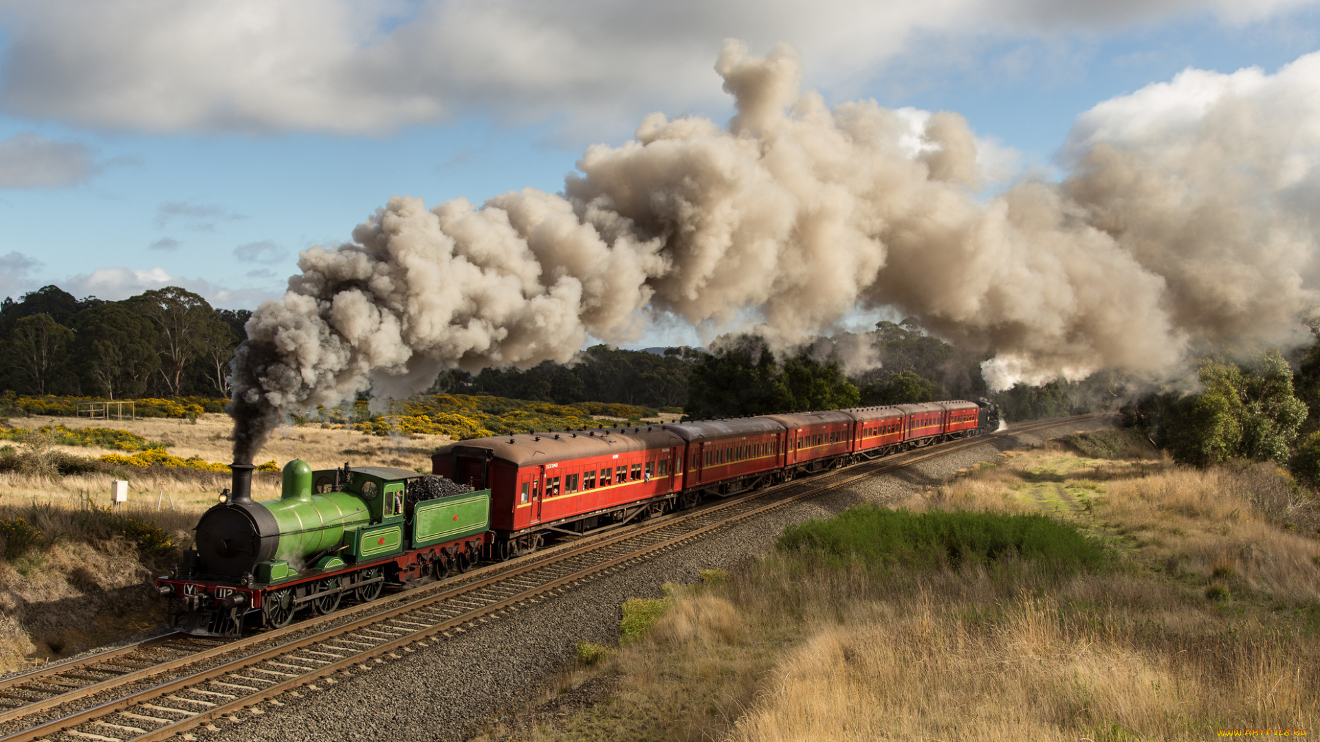 техника, паровозы, вагоны, паровоз, рельсы, дорога, железная