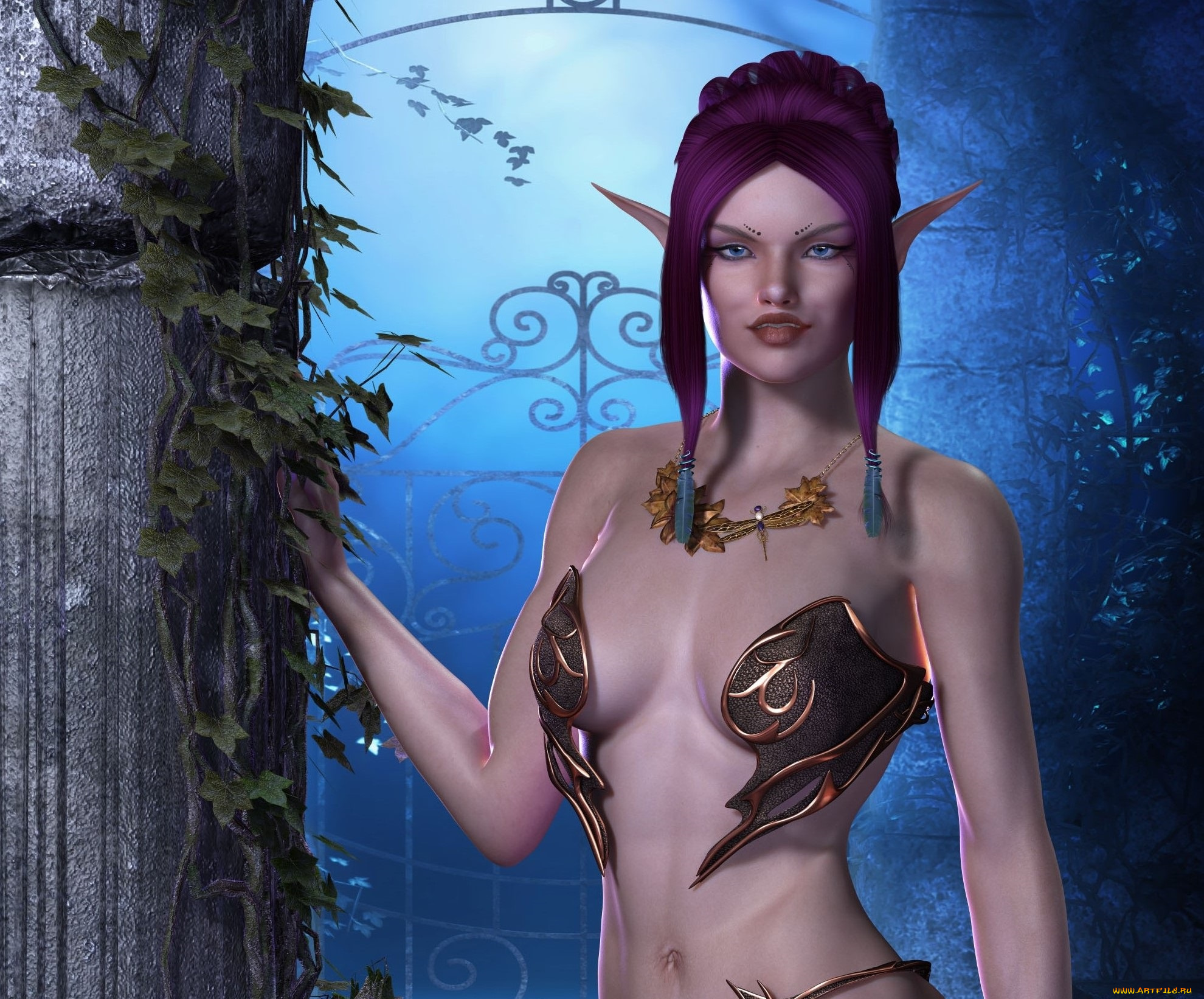 3д, графика, эльфы, , elves, эльфийка, взгляд