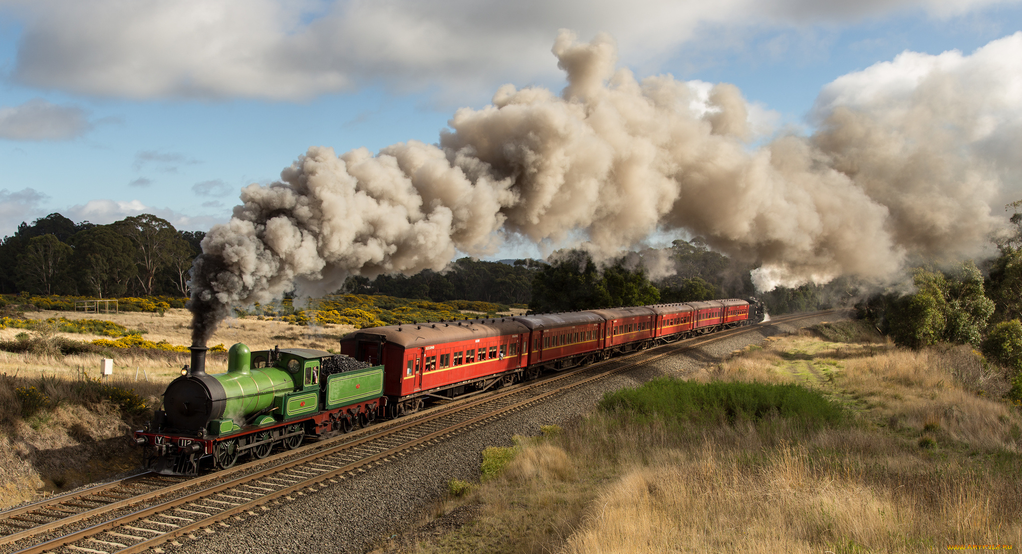 техника, паровозы, вагоны, паровоз, рельсы, дорога, железная