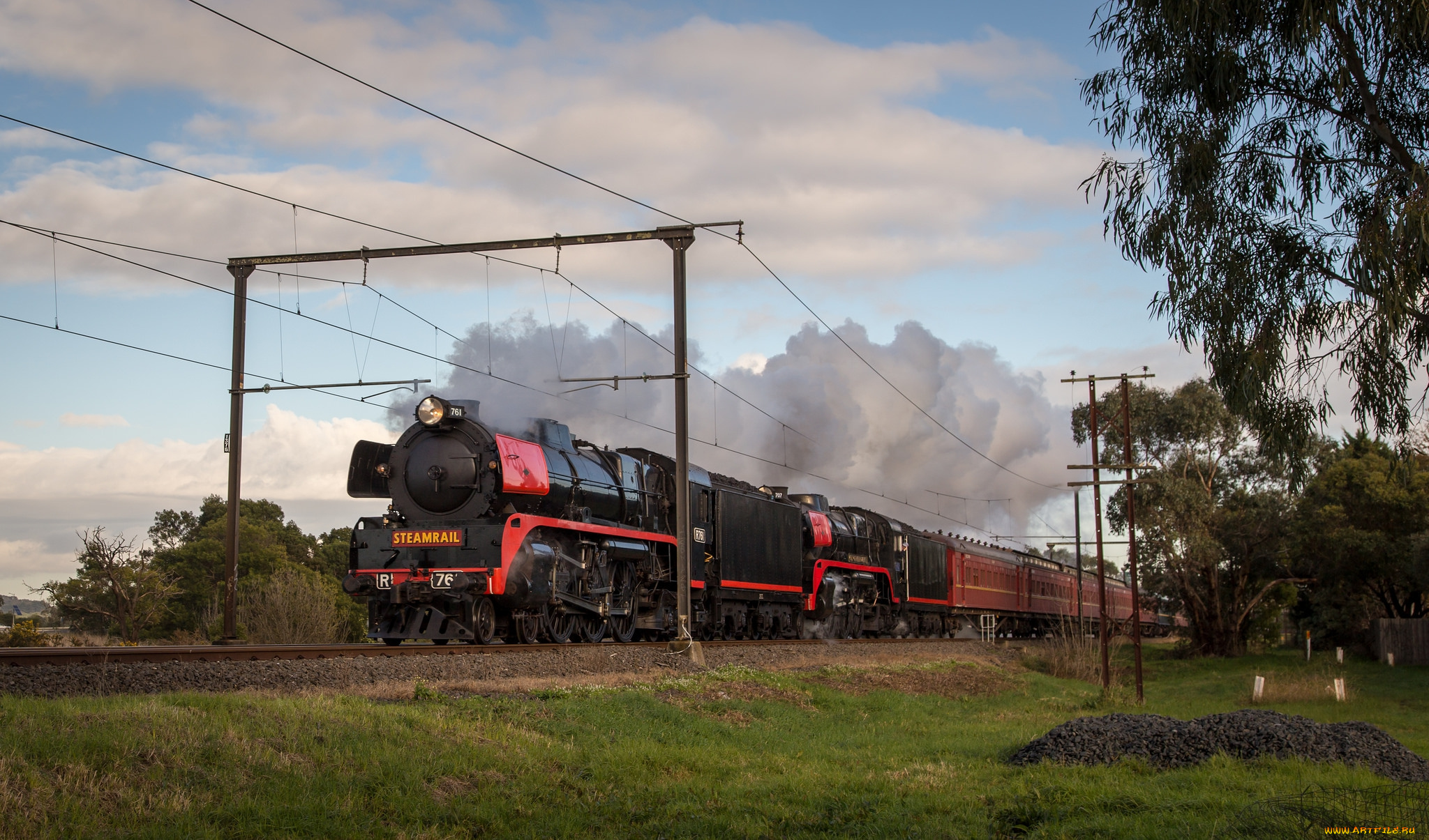 техника, паровозы, вагоны, паровоз, рельсы, дорога, железная